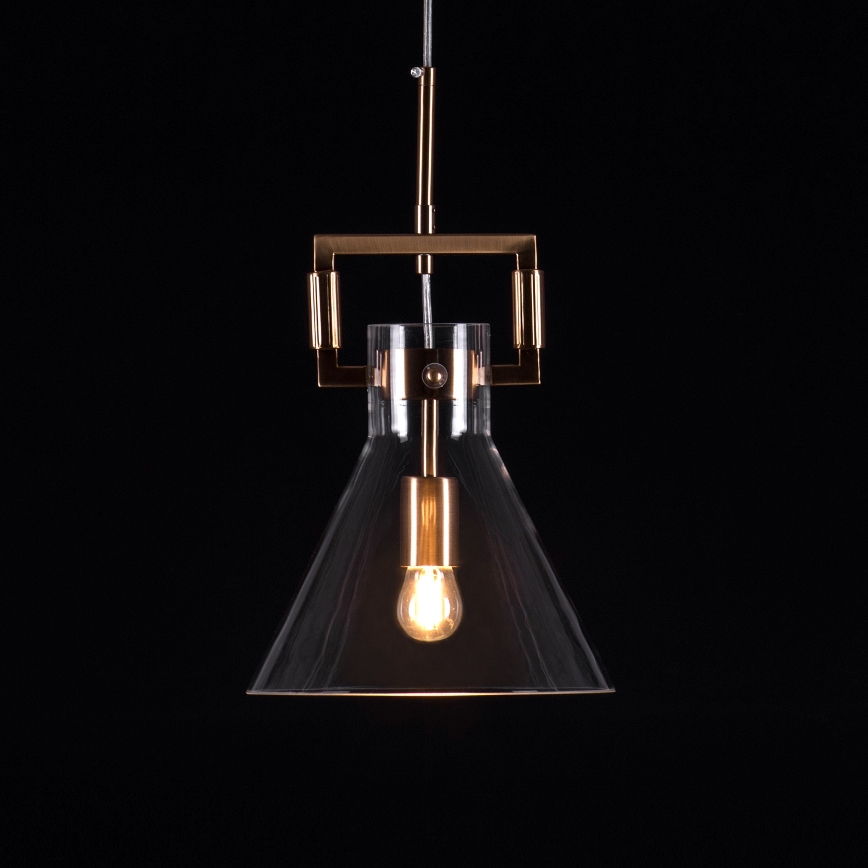 High Hopes (Triangular, Gold) Clear Glass Pendant Light