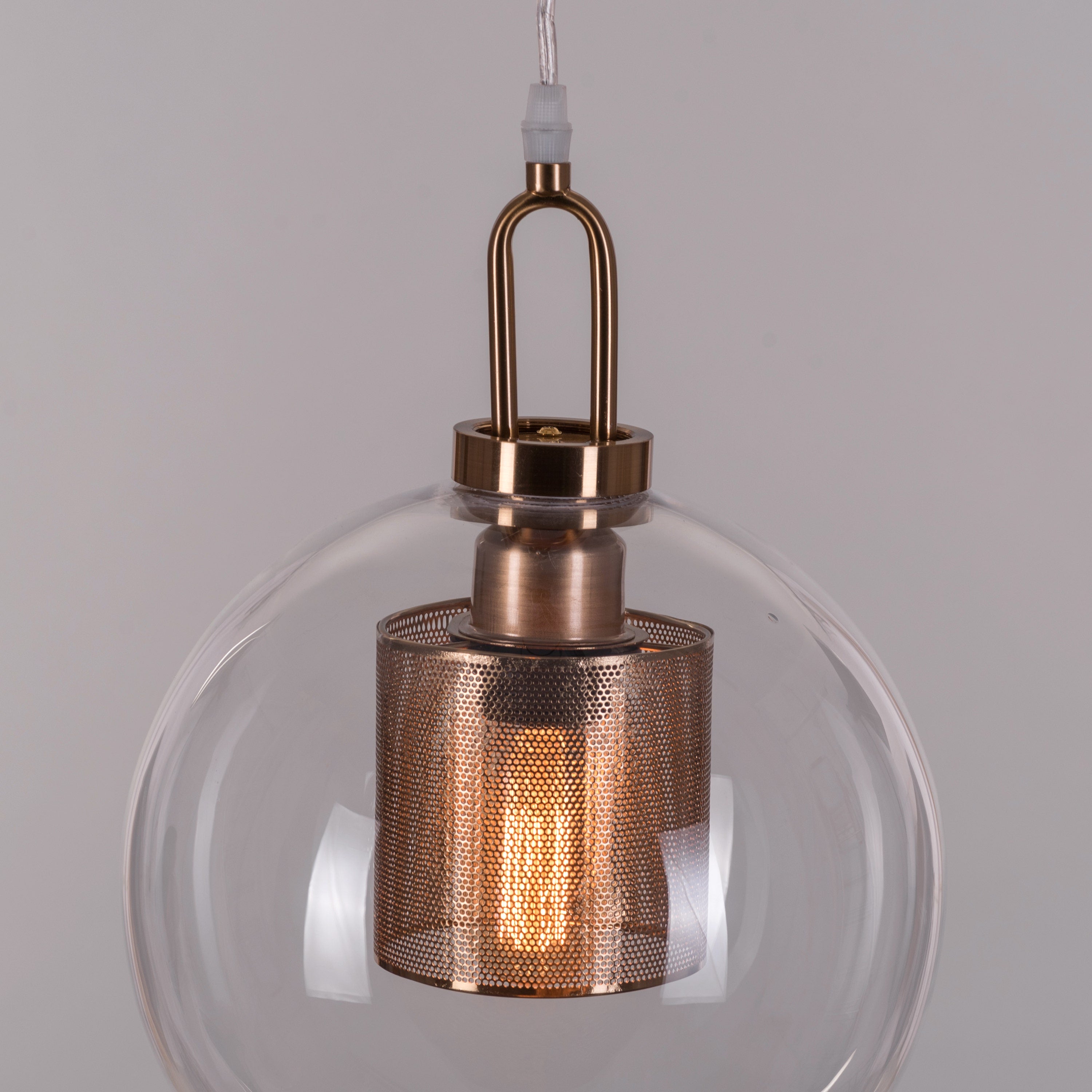 Good To Glow (Small, Gold) Clear Glass Round Pendant Light