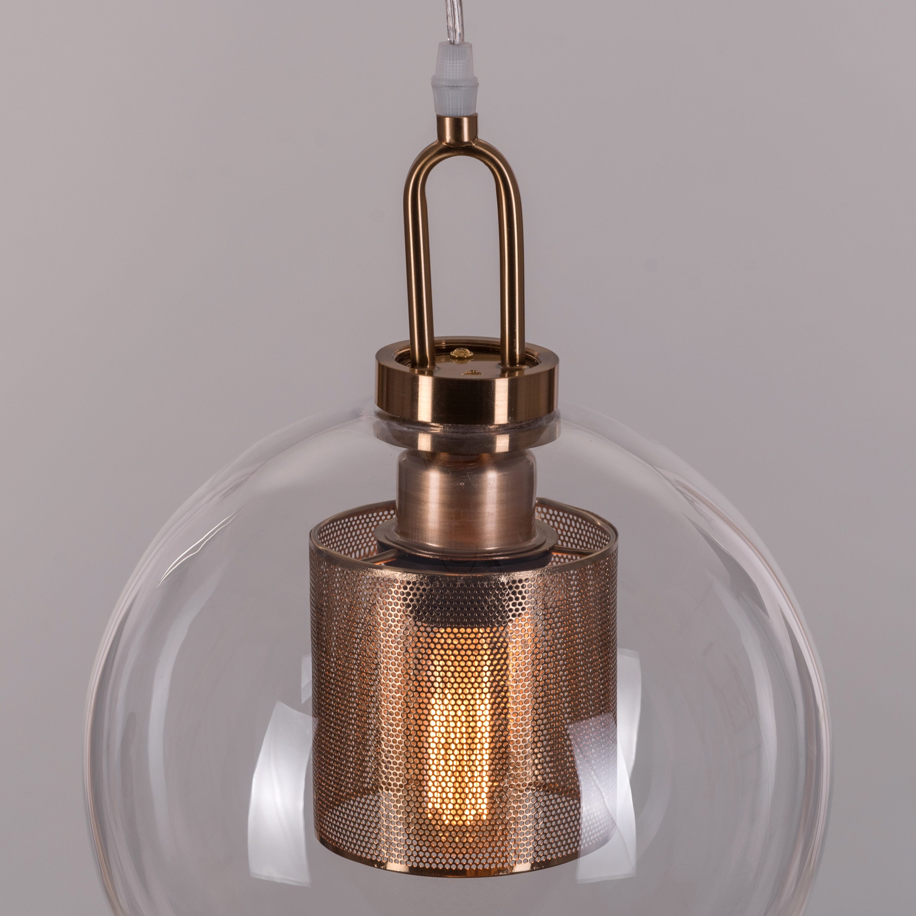 Good To Glow (Small, Gold) Clear Glass Round Pendant Light