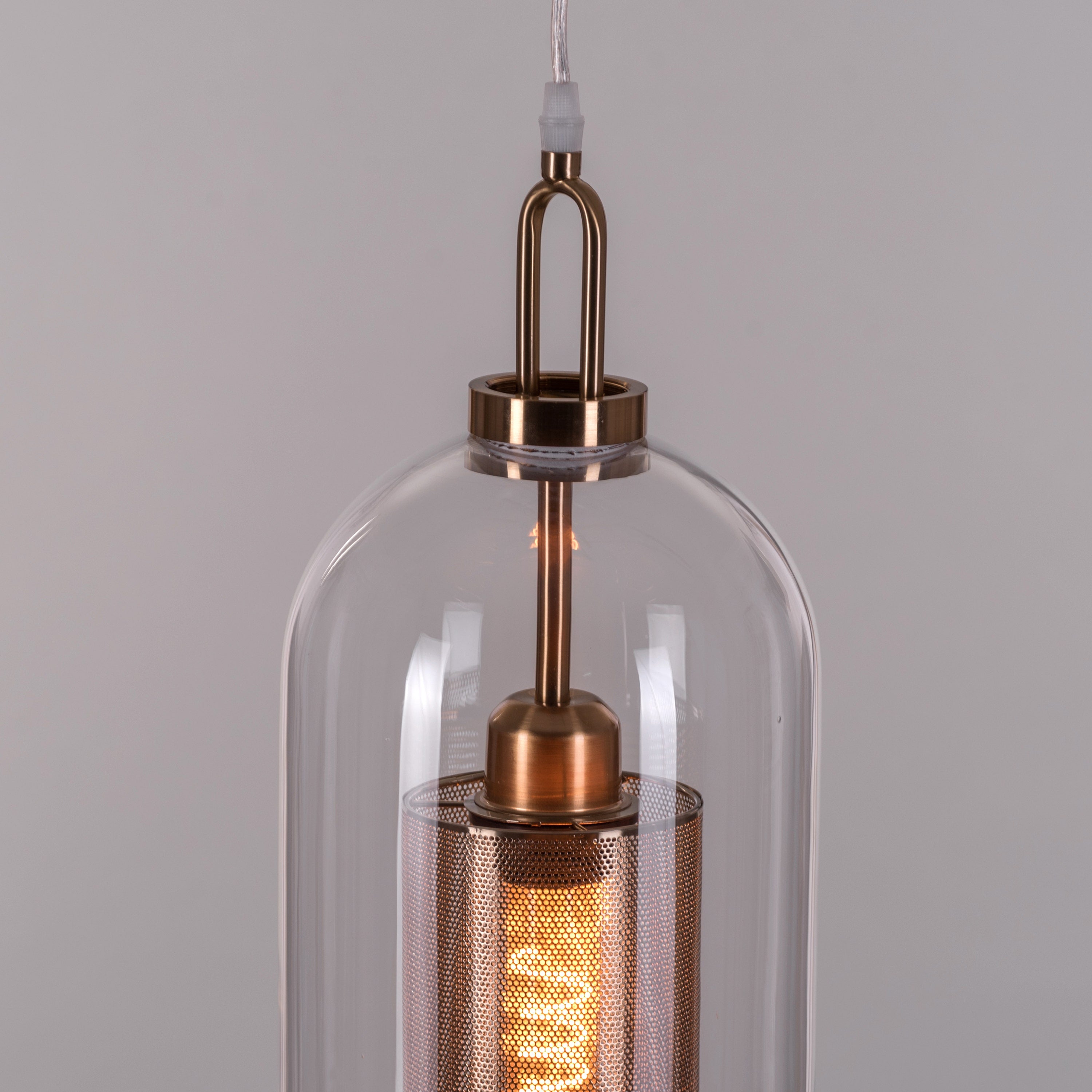 Good To Glow (Long, Gold) Clear Glass Pendant Light