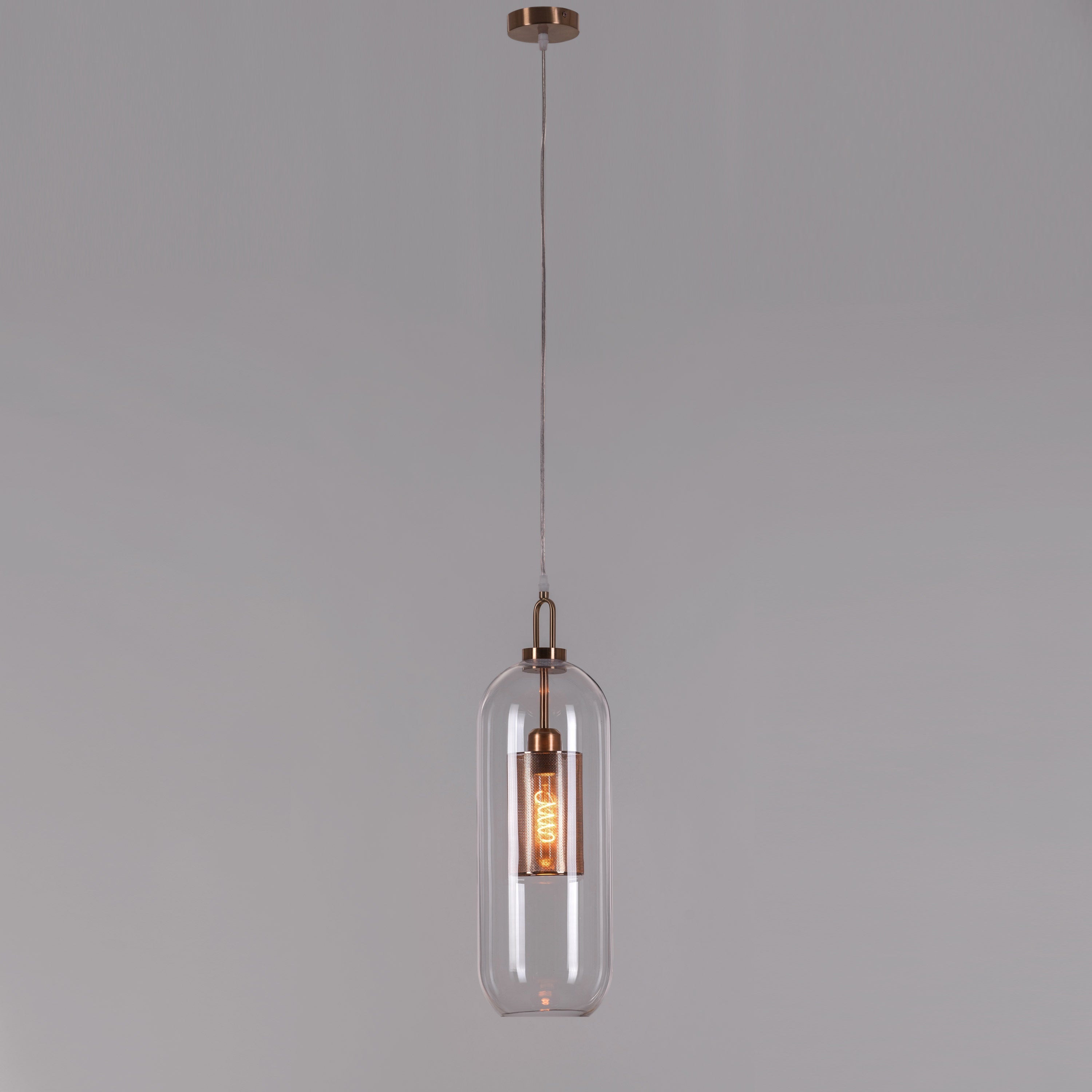 Good To Glow (Long, Gold) Clear Glass Pendant Light