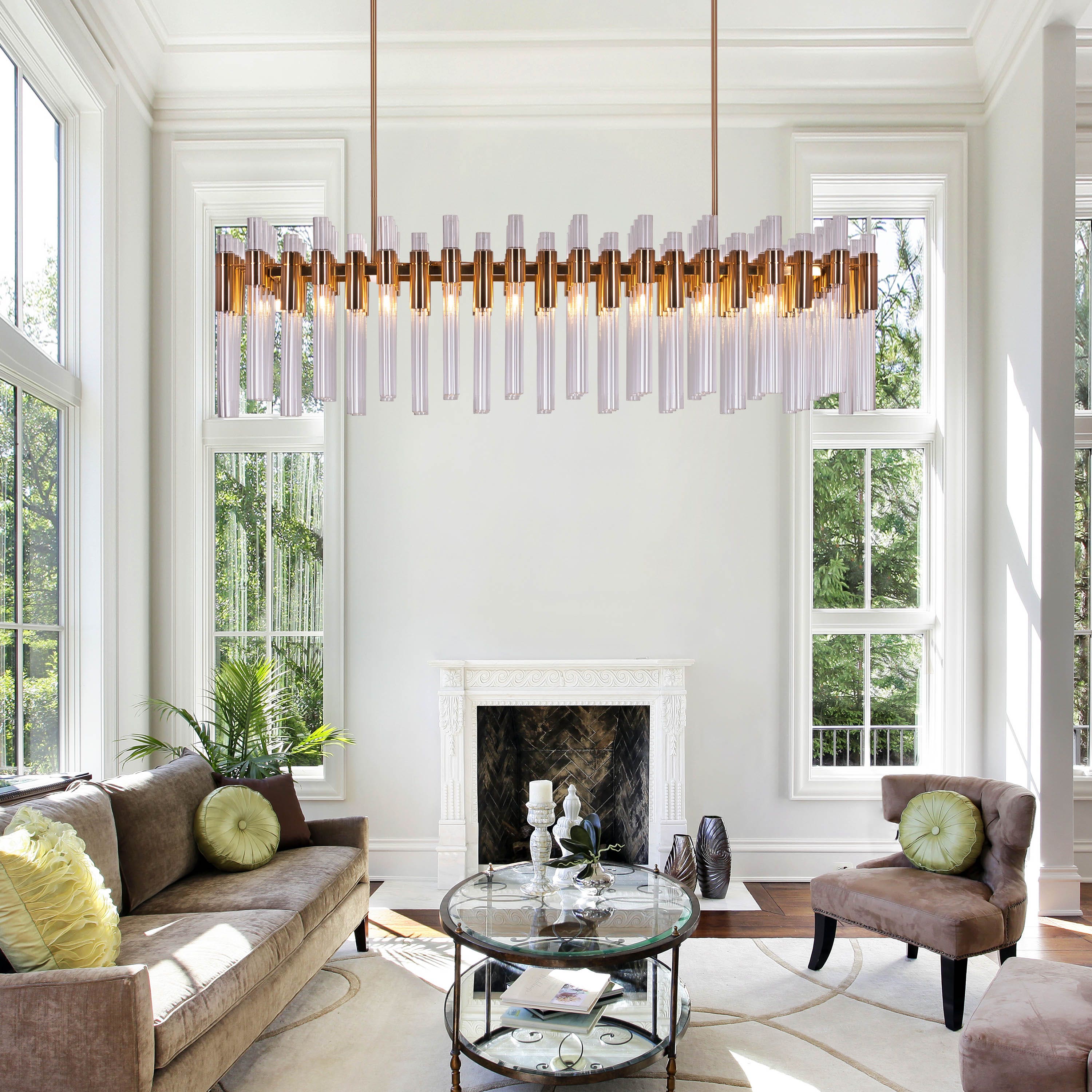 Married In Milan Grand (Large, Gold) Glass Tube Chandelier