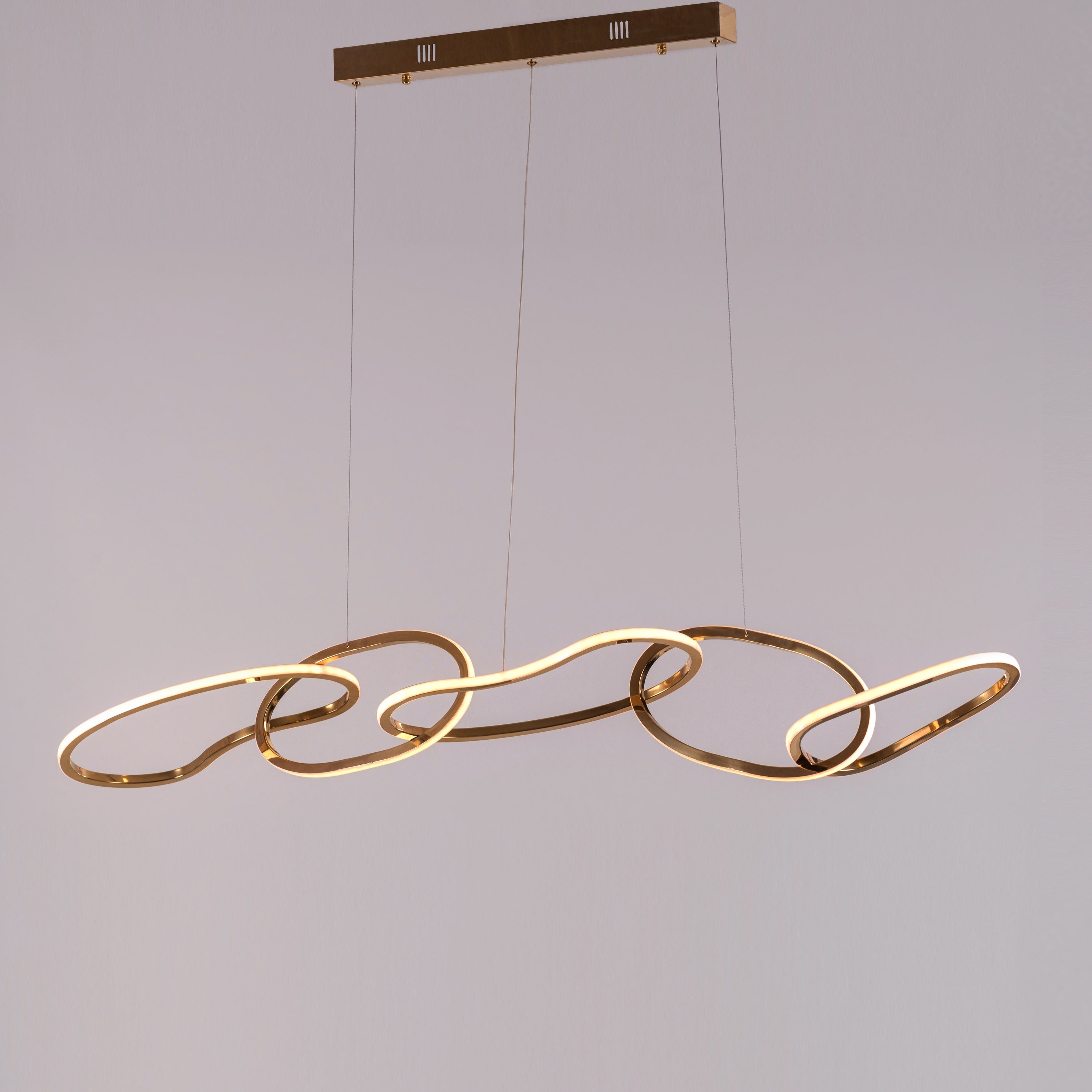 Uncuffed (Large, Dimmable LED With Remote Control) 5-Rings Chandelier