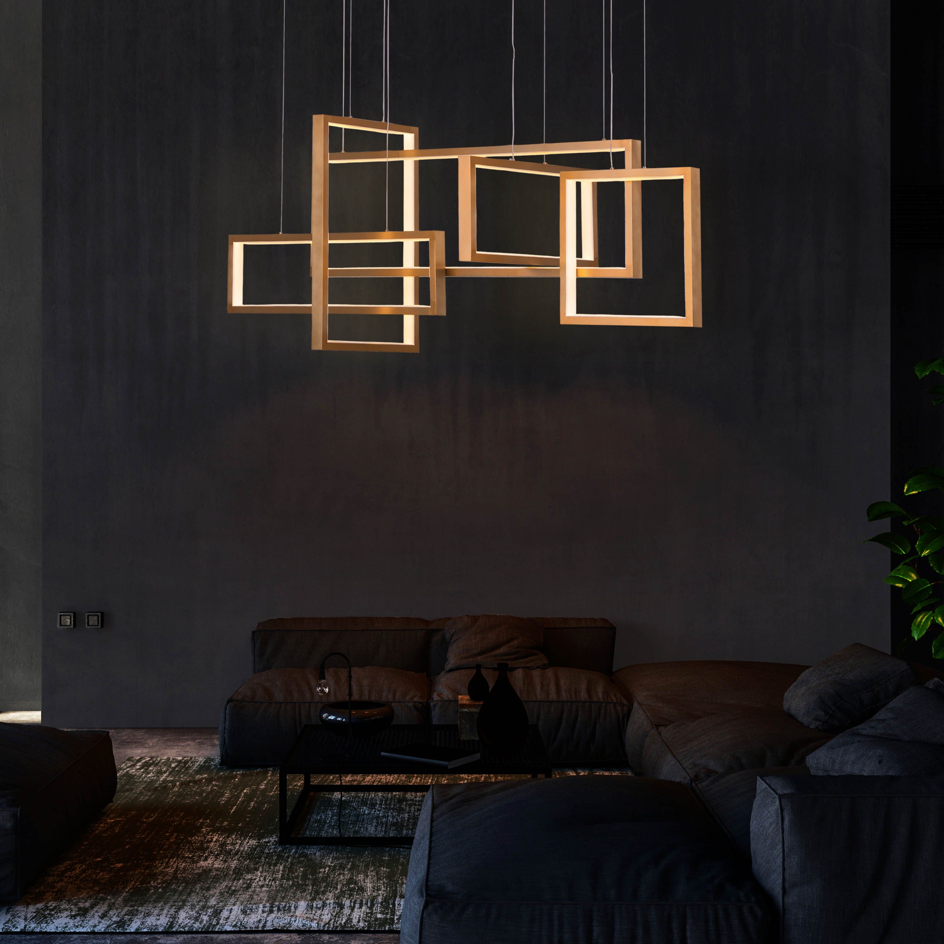 Three Day Weekend (Large, Gold, 3 Color Dimmable LED With Remote Control) Chandelier