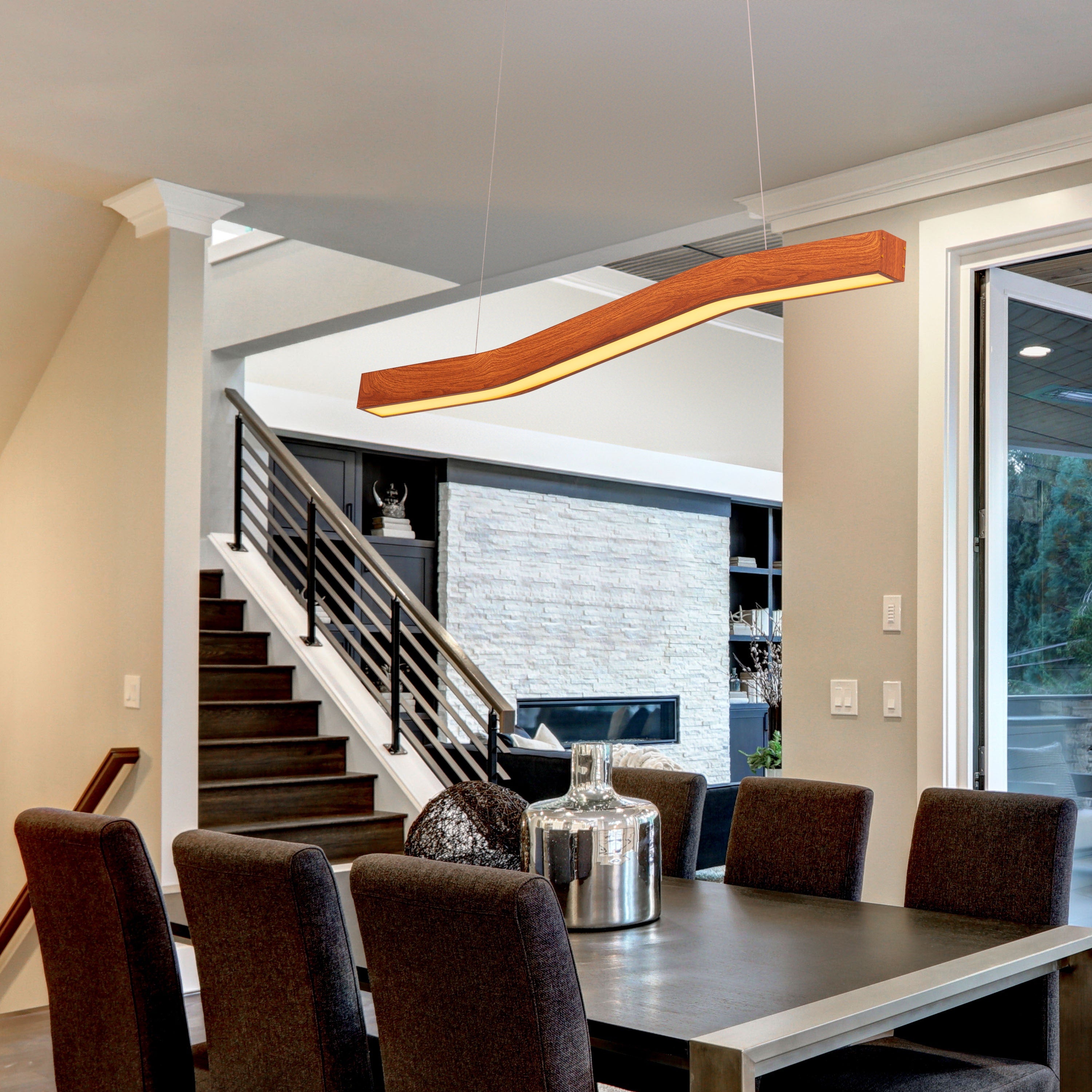 Road To The End (Large, Wooden, 3 Color Dimmable LED With Remote Control) Chandelier