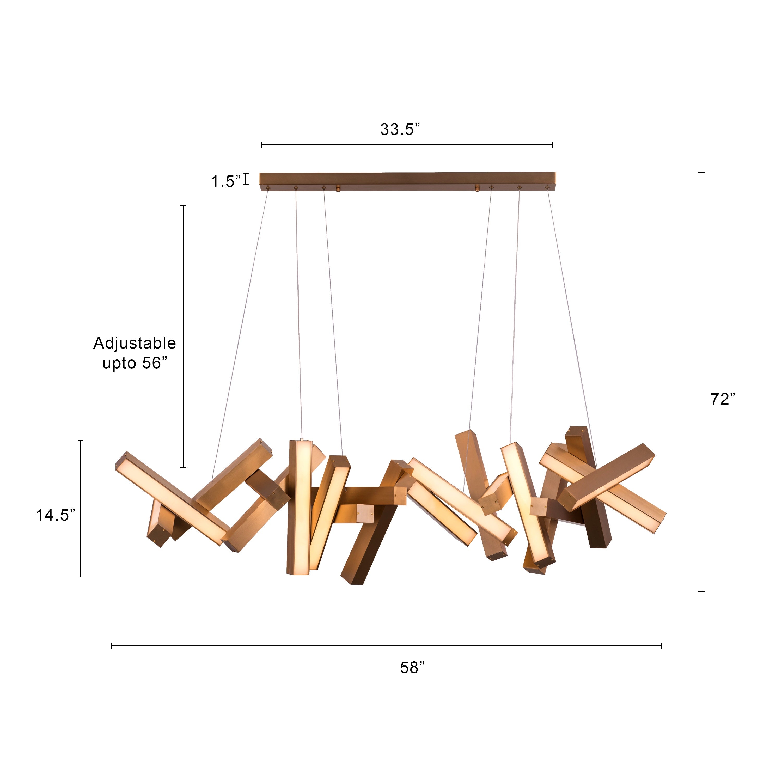 Glow Miles (Large, Gold, Dimmable LED with Remote Control) Chandelier