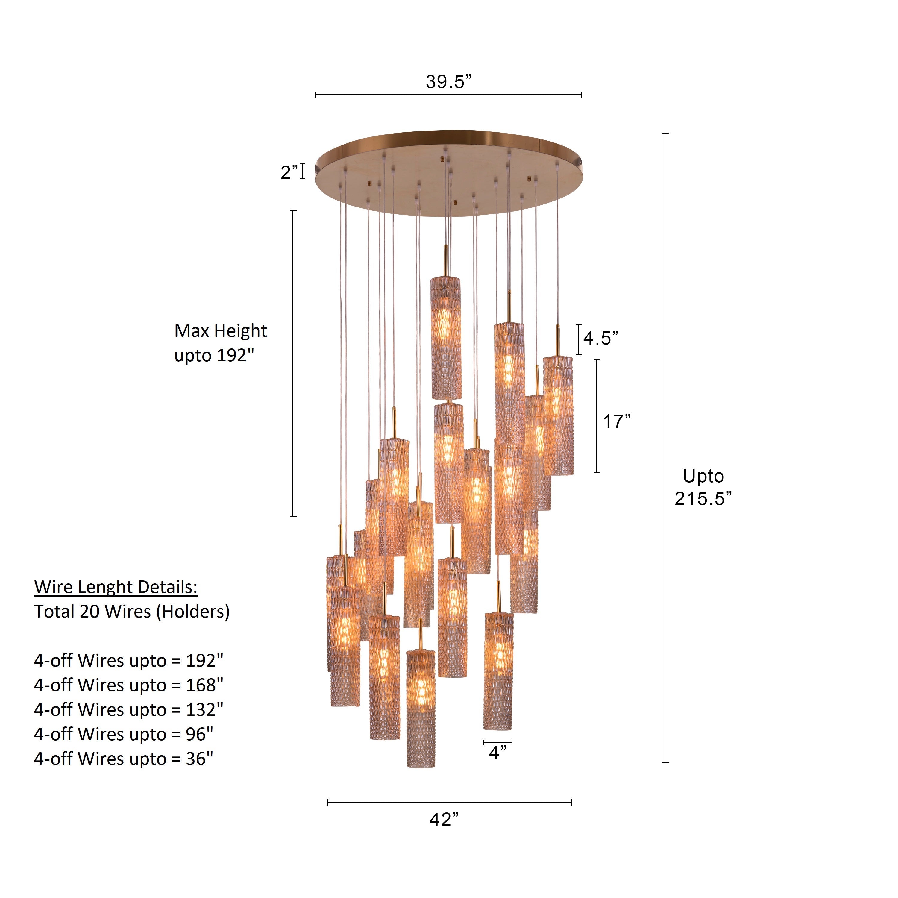 Let It Snow (Large, Gold) Champagne Glass Double Height Chandelier