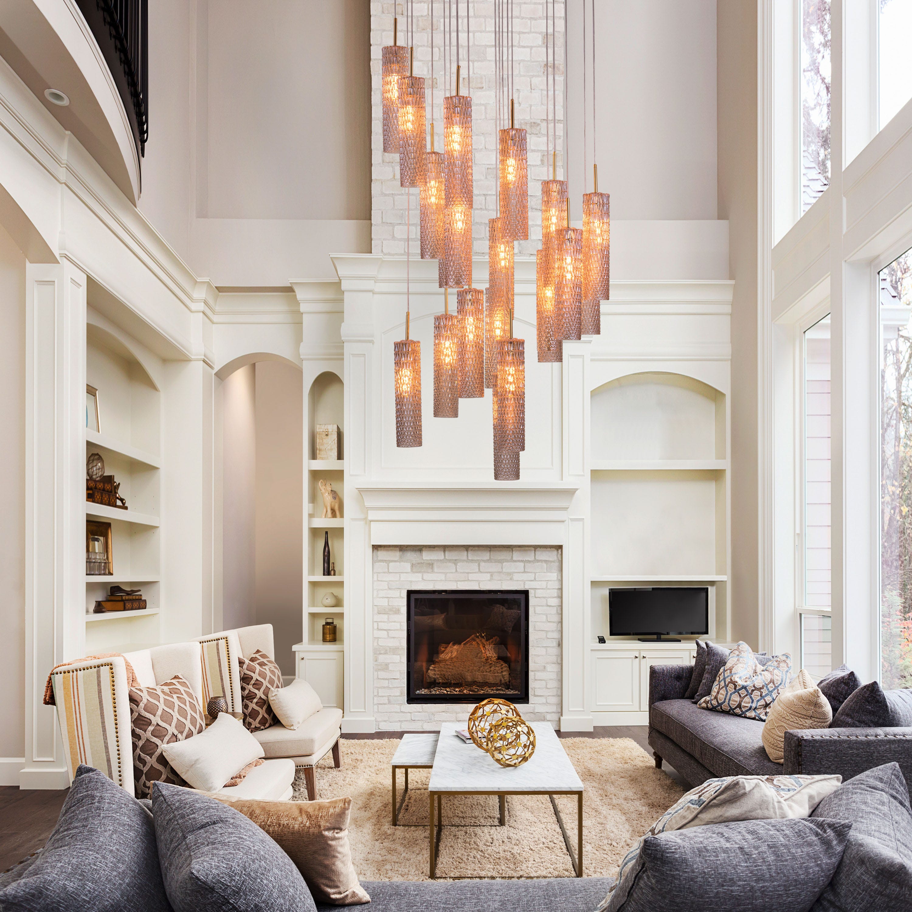 Let It Snow (Large, Gold) Champagne Glass Double Height Chandelier