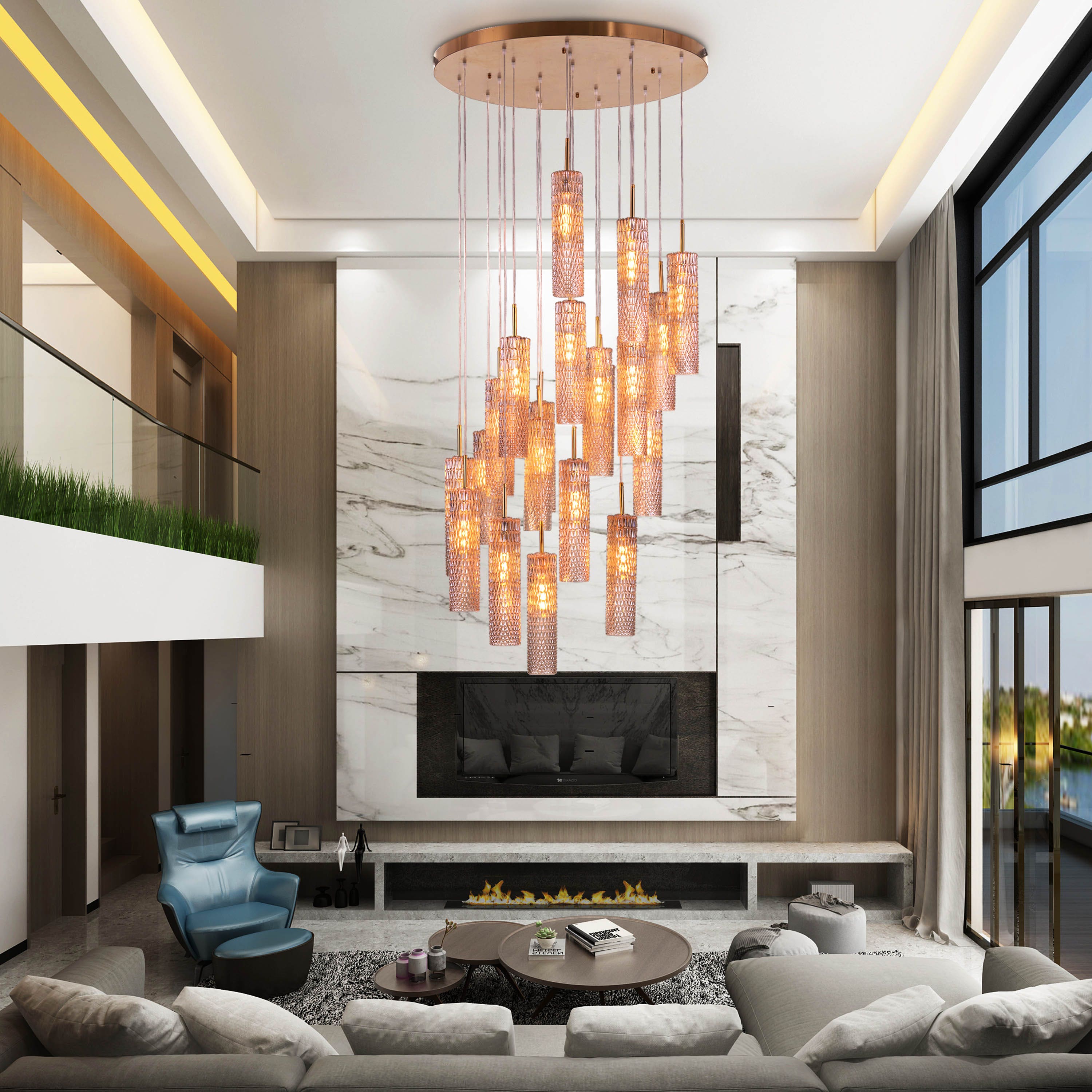 Let It Snow (Large, Gold) Champagne Glass Double Height Chandelier