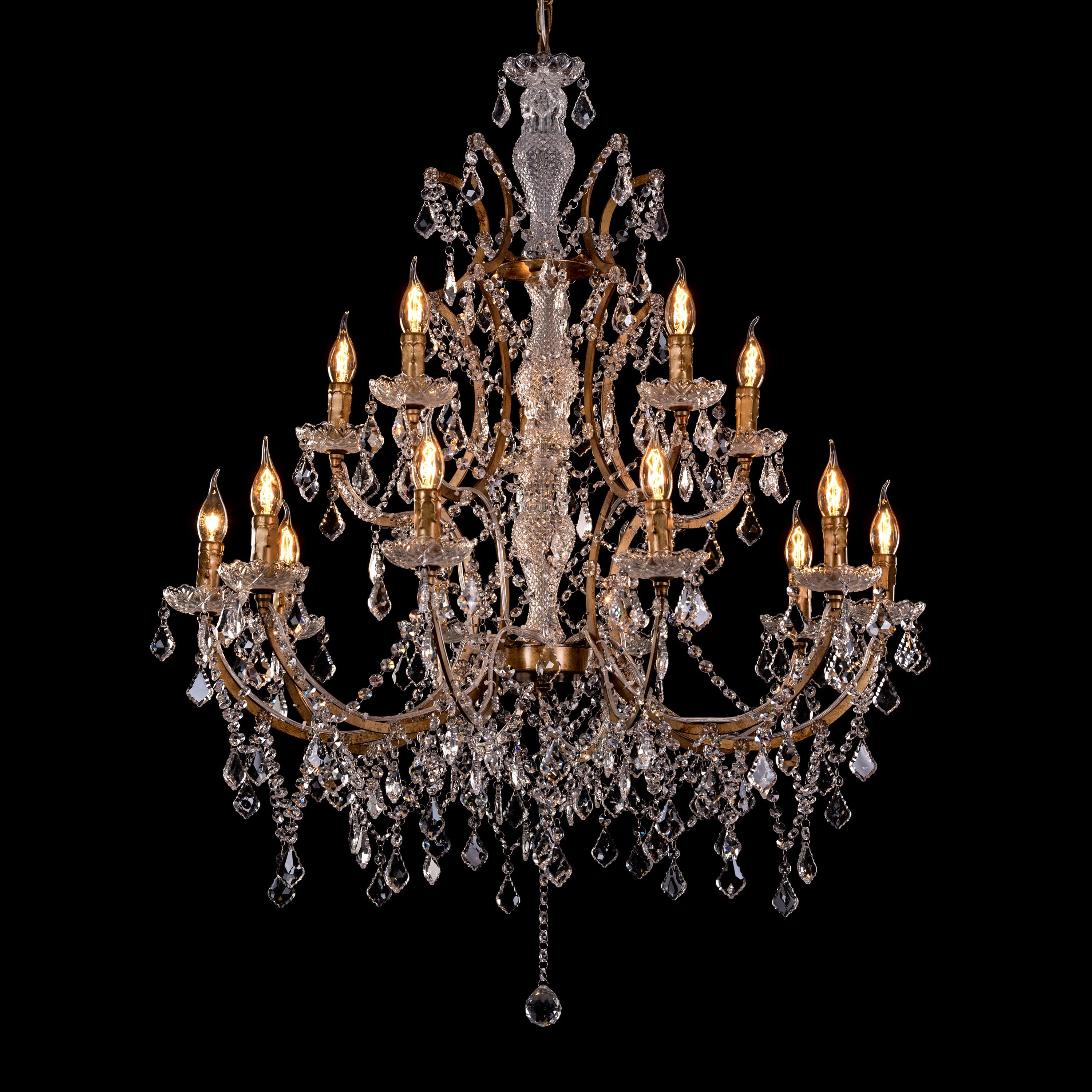 French Restoration (Large, Antique Gold) Crystal Chandelier