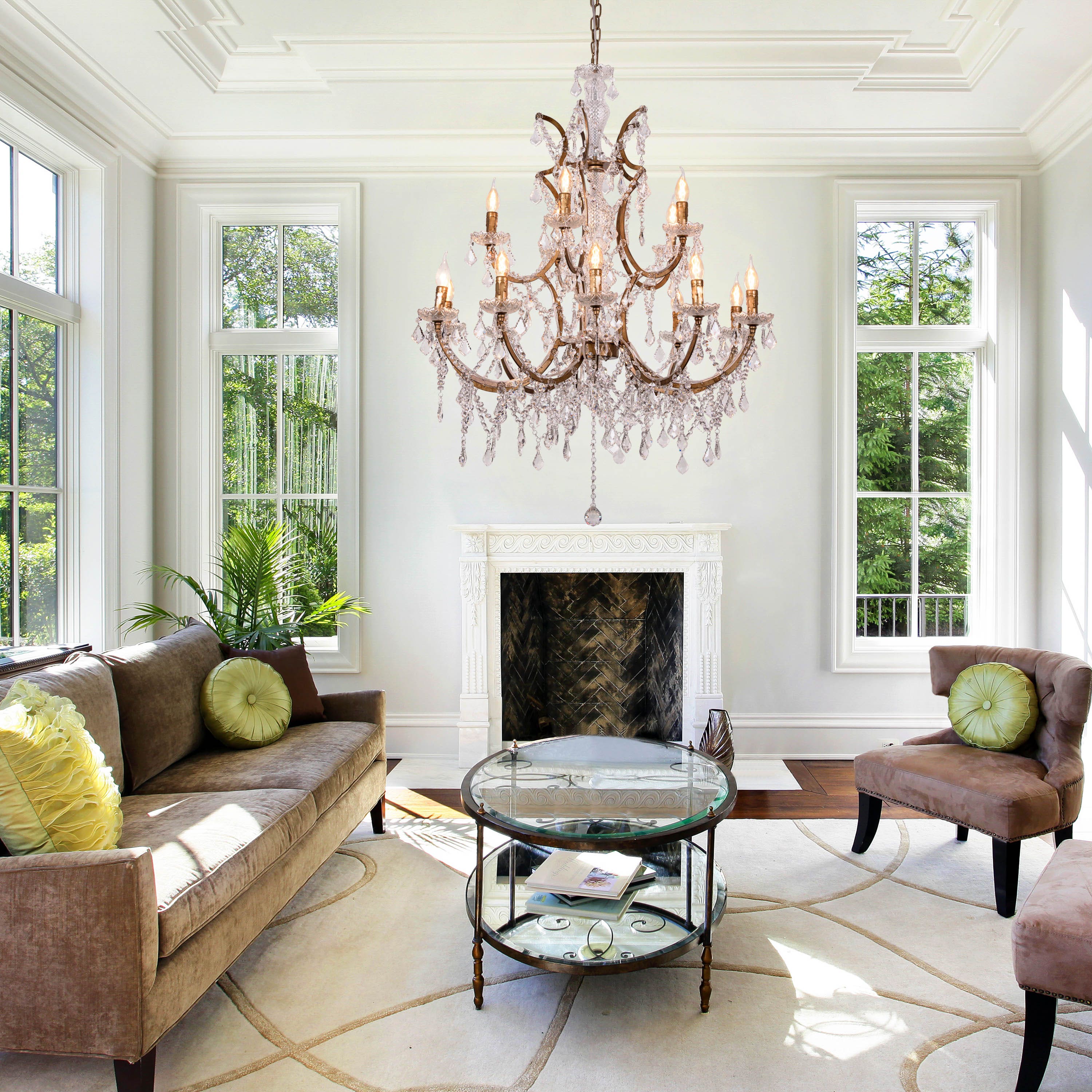 French Restoration (Large, Antique Gold) Crystal Chandelier