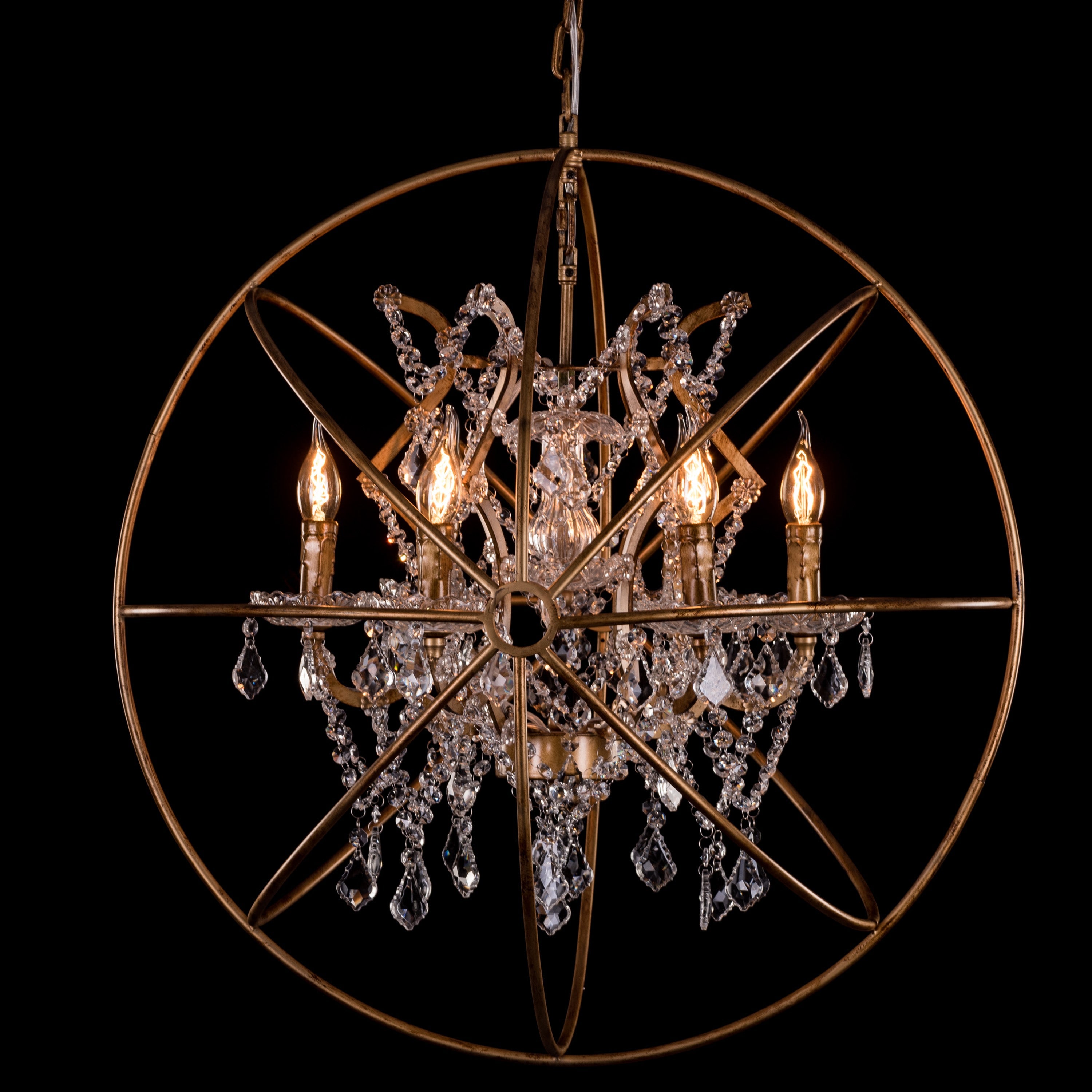 Moonlight Rendezvous (Large, Antique Gold) Crystal Chandelier
