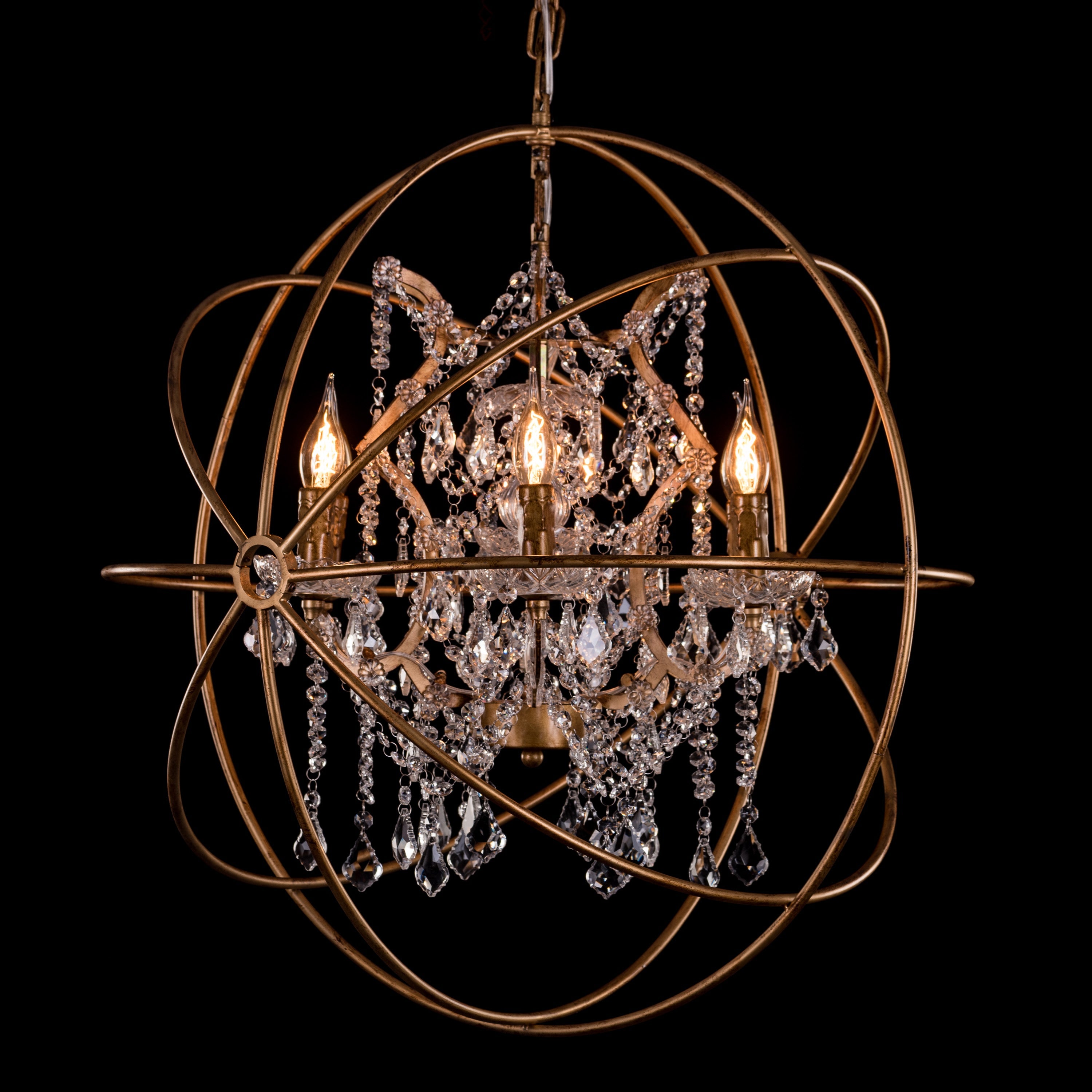 Moonlight Rendezvous (Large, Antique Gold) Crystal Chandelier