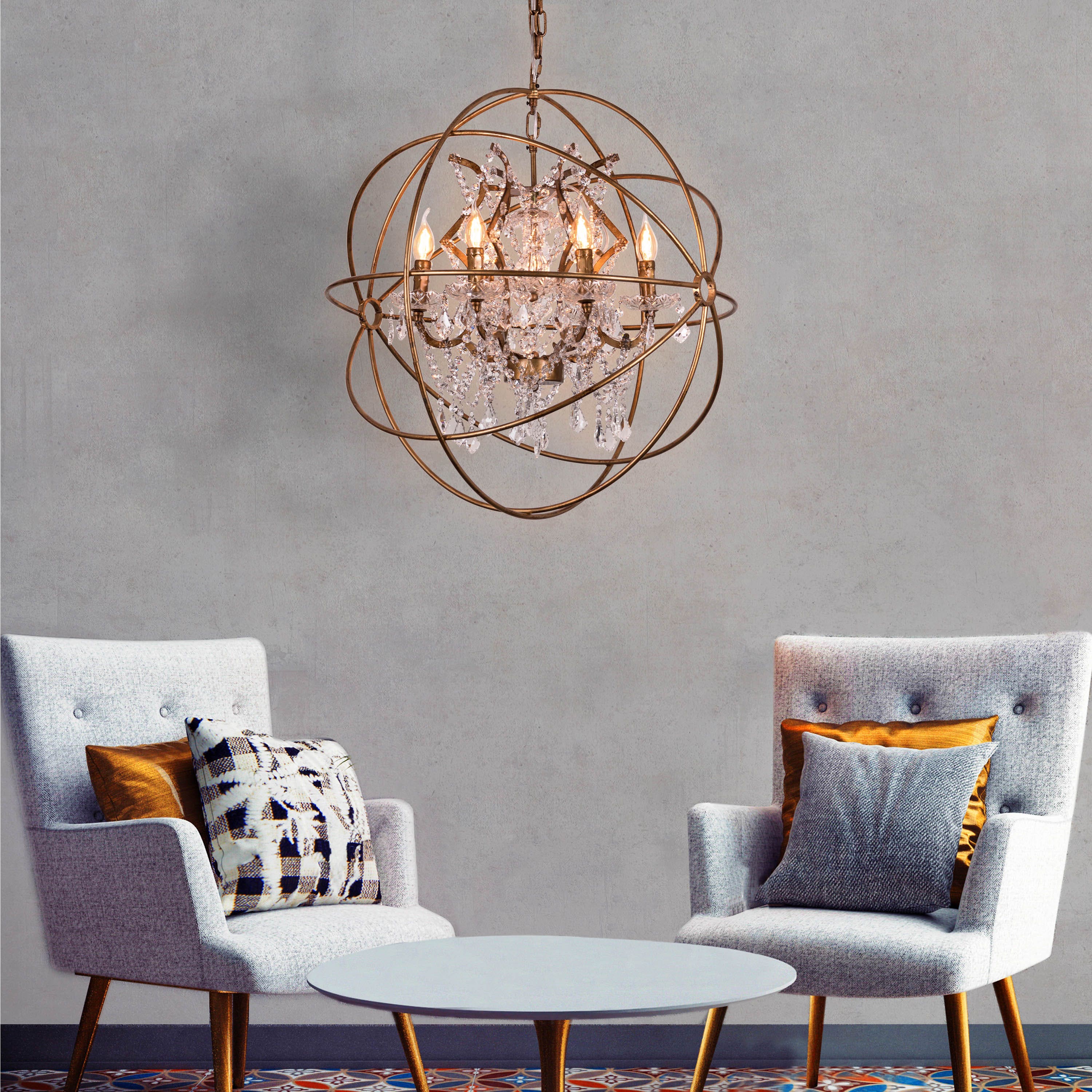 Moonlight Rendezvous (Large, Antique Gold) Crystal Chandelier