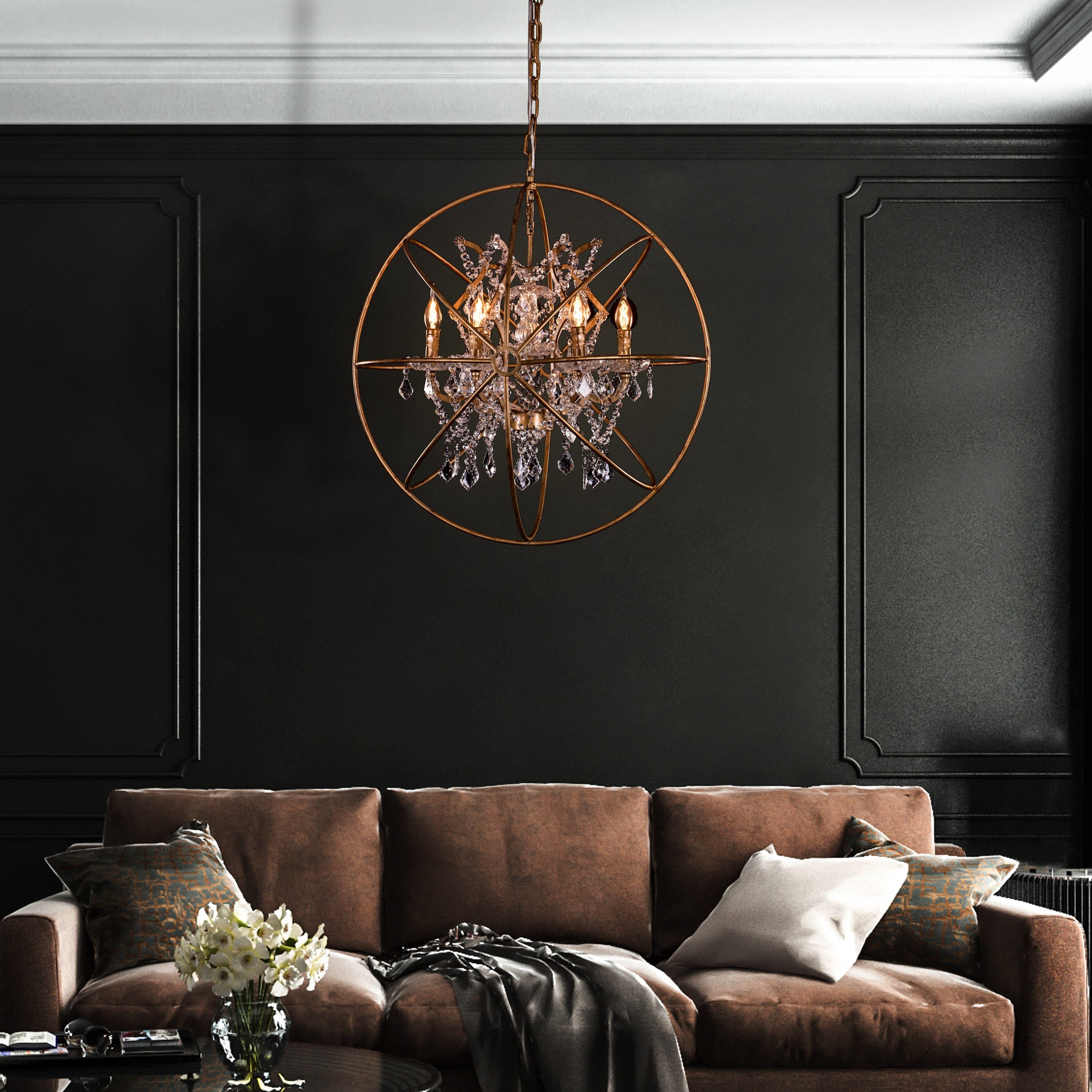 Moonlight Rendezvous (Large, Antique Gold) Crystal Chandelier