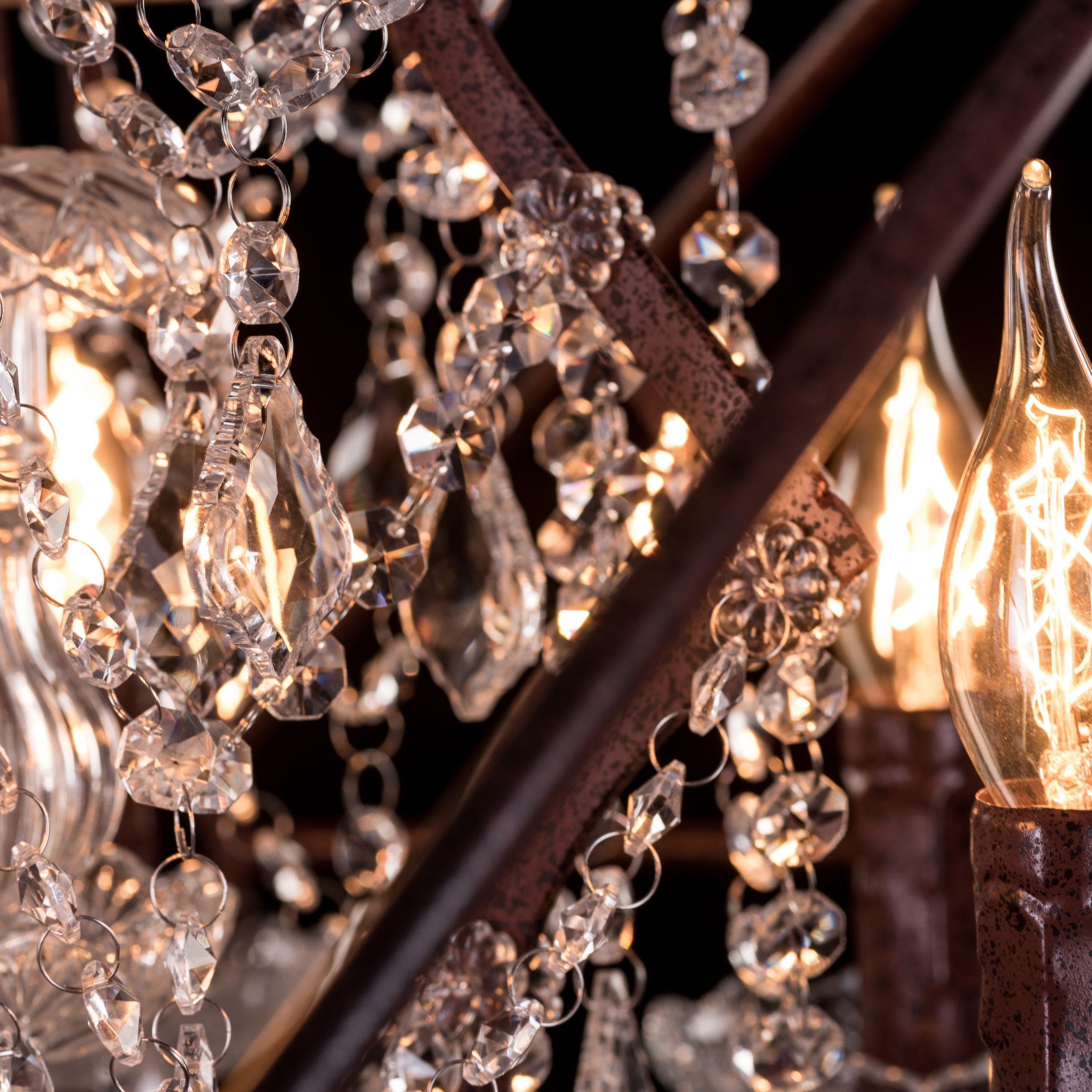 Moonlight Rendezvous (Large, Rust Iron) Crystal Chandelier