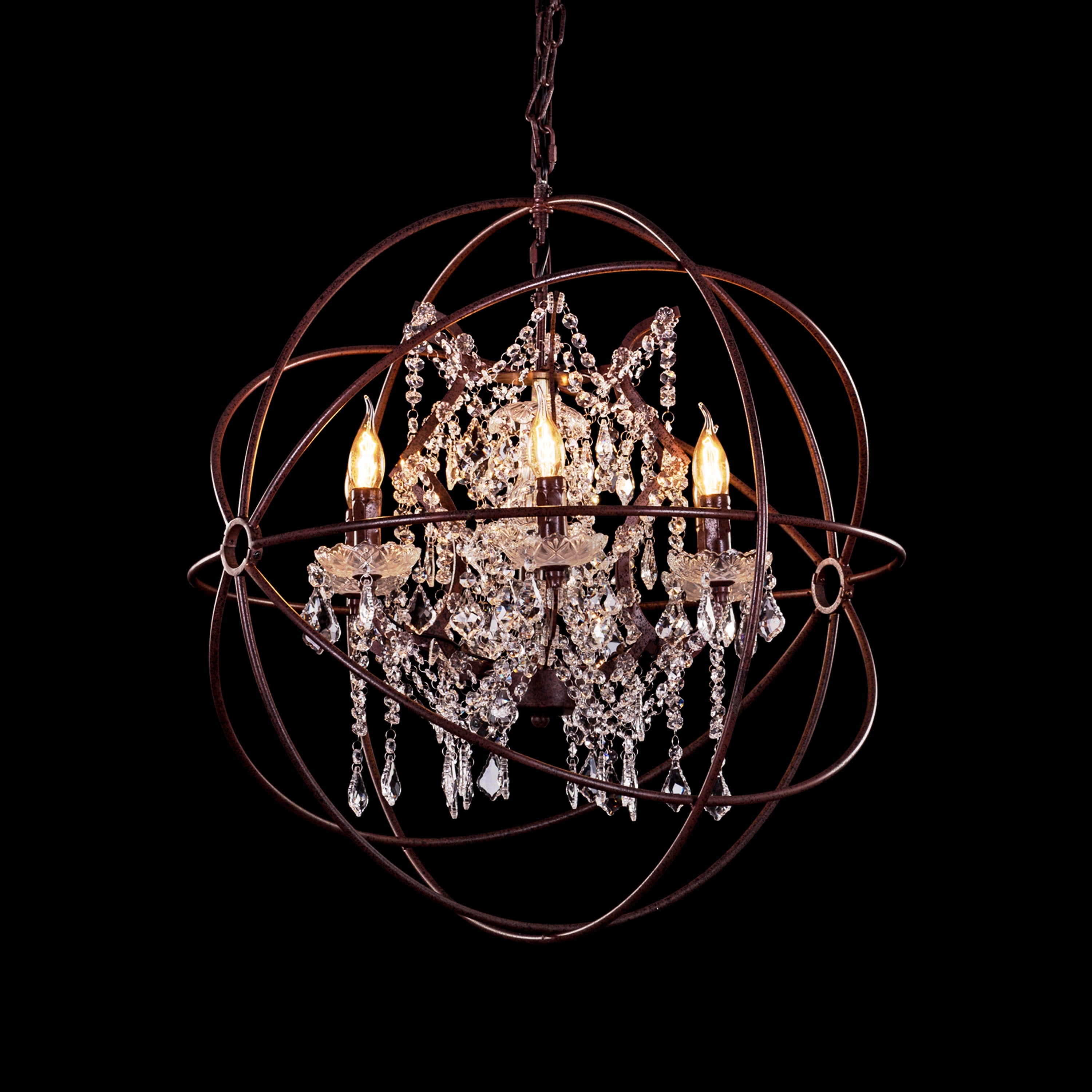 Moonlight Rendezvous (Large, Rust Iron) Crystal Chandelier
