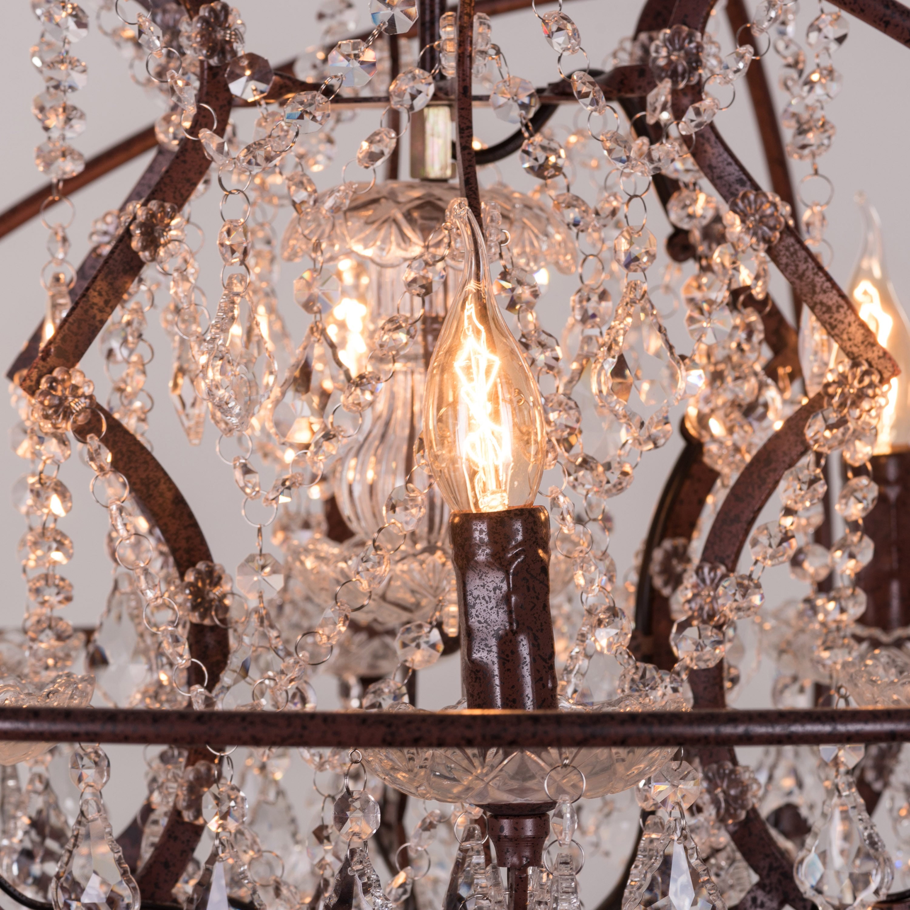 Moonlight Rendezvous (Large, Rust Iron) Crystal Chandelier