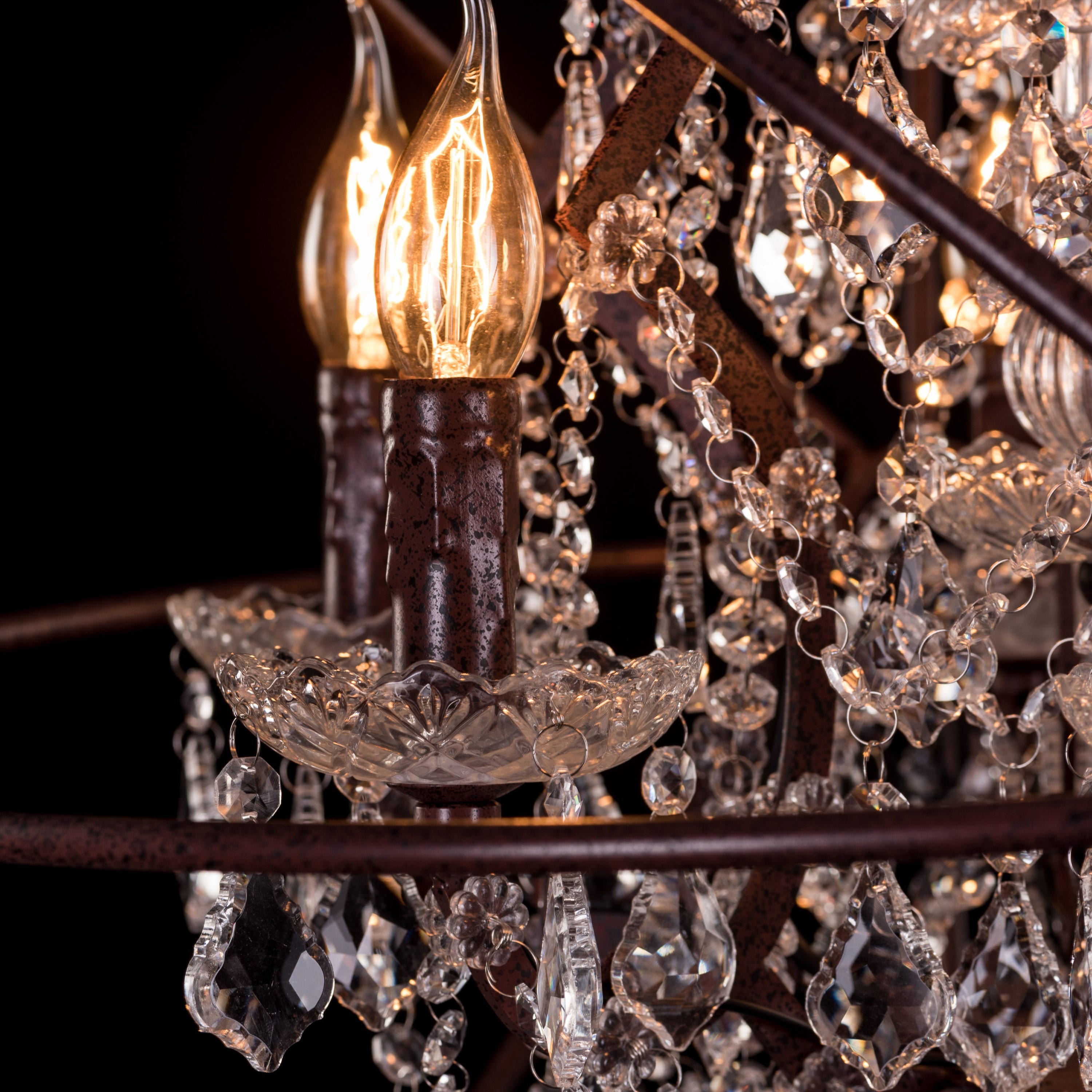 Moonlight Rendezvous (Large, Rust Iron) Crystal Chandelier