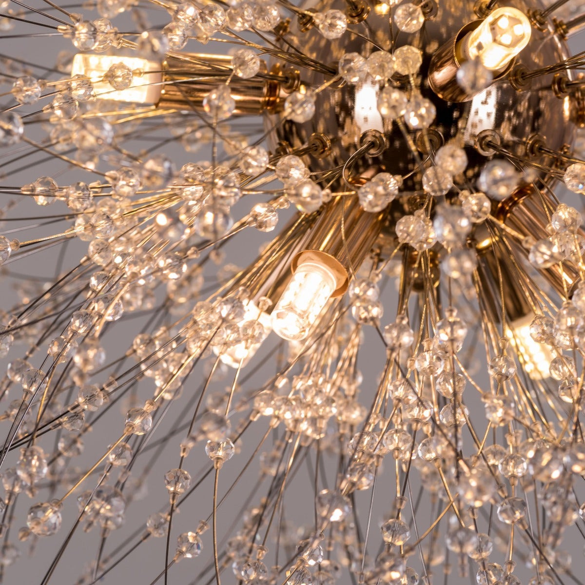 Touch The Clouds (Small, Gold) Round Crystal Chandelier