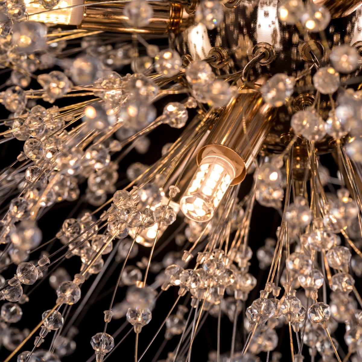 Touch The Clouds (Small, Gold) Round Crystal Chandelier