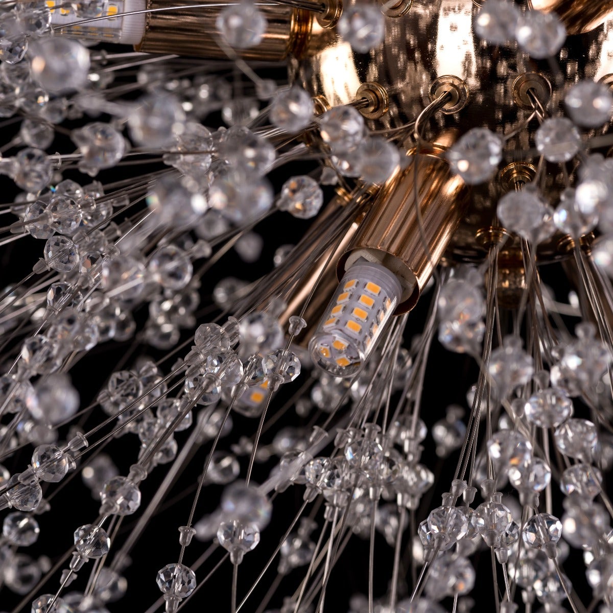 Touch The Clouds (Small, Gold) Round Crystal Chandelier