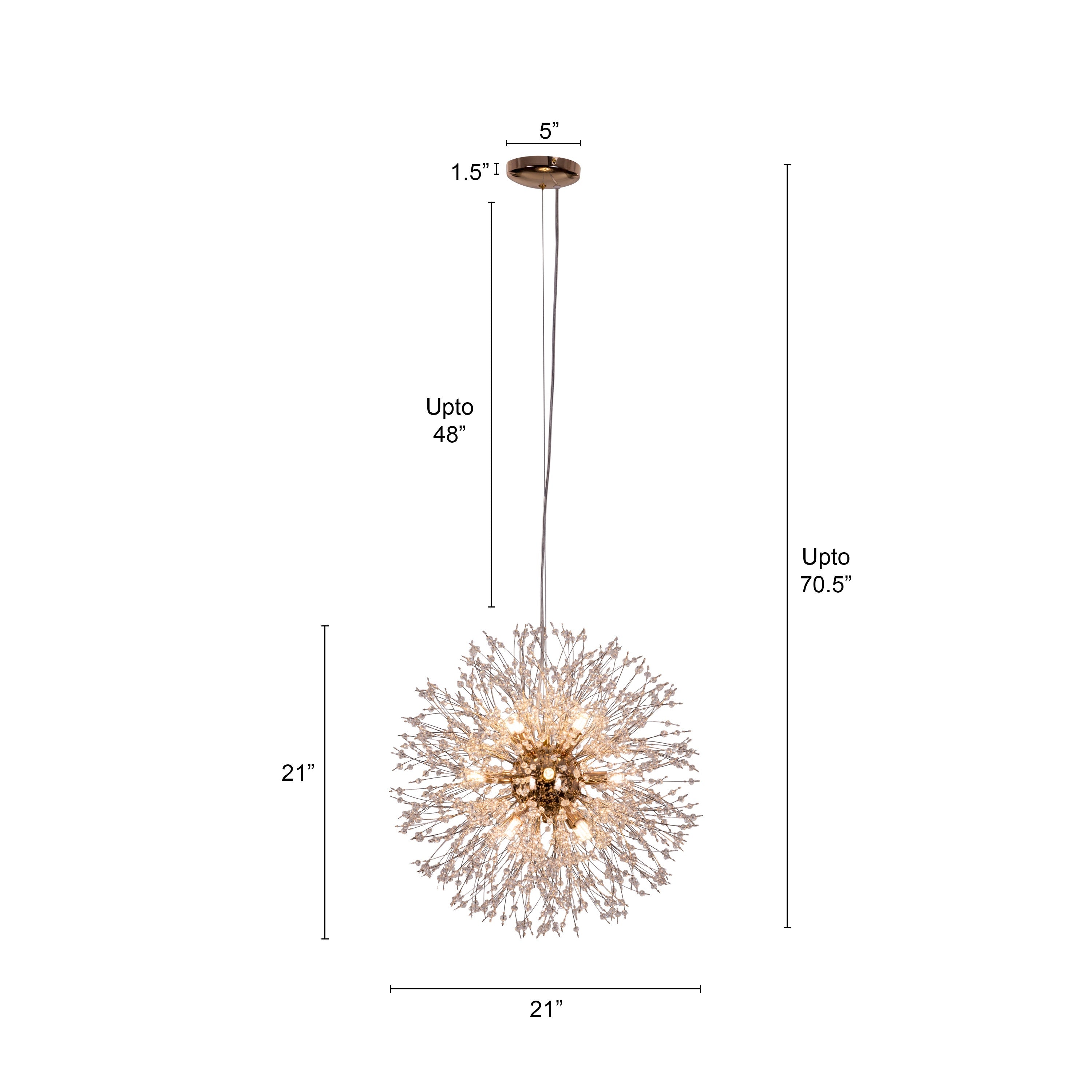 Touch The Clouds (Small, Gold) Round Crystal Chandelier