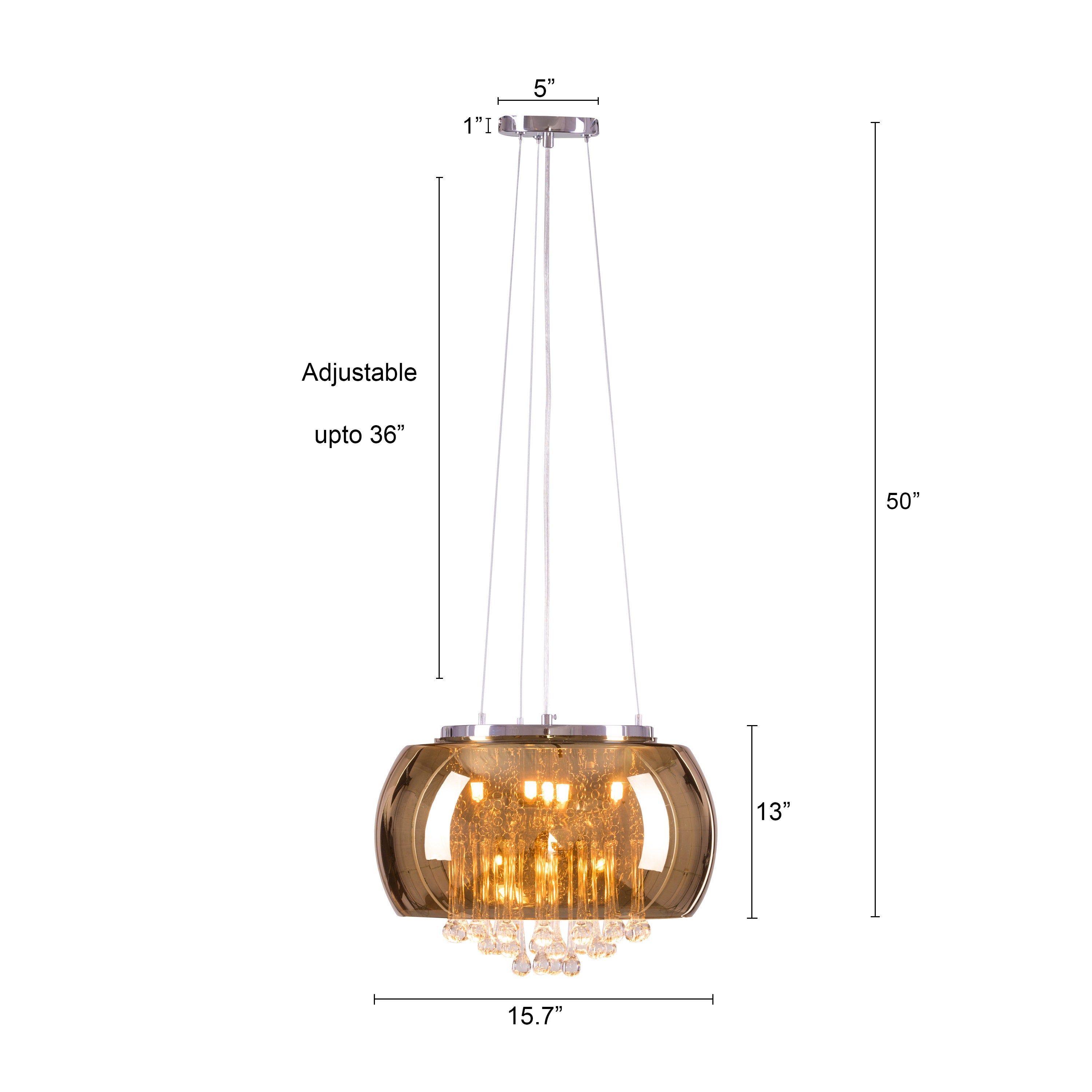 Enchanted (40 cm, Gold, Mirror Finish) Crystal Chandelier