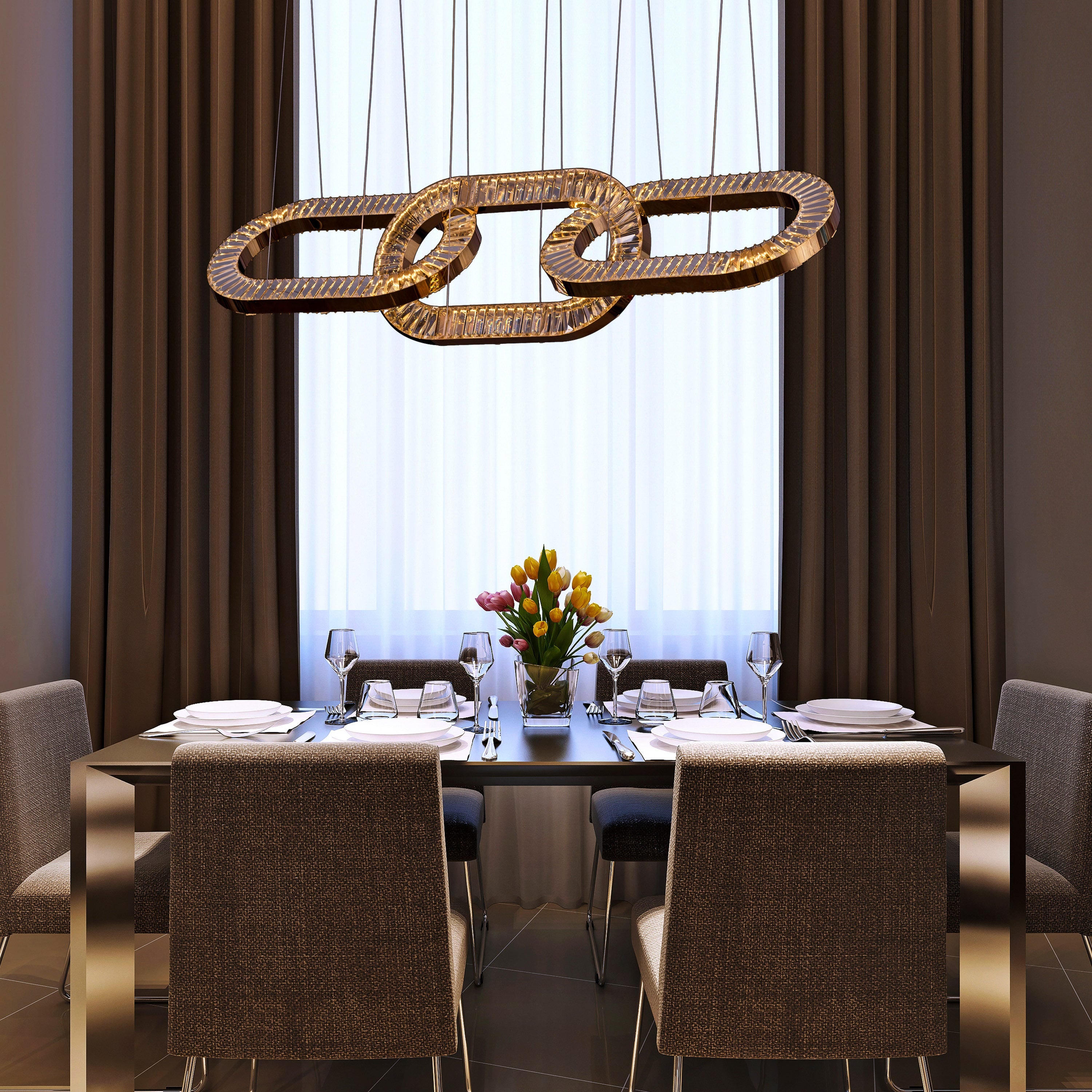 Welcome to Beverly Hills Grand (Large, Gold, 3 Color Dimmable LED With Remote Control) Crystal Chandelier
