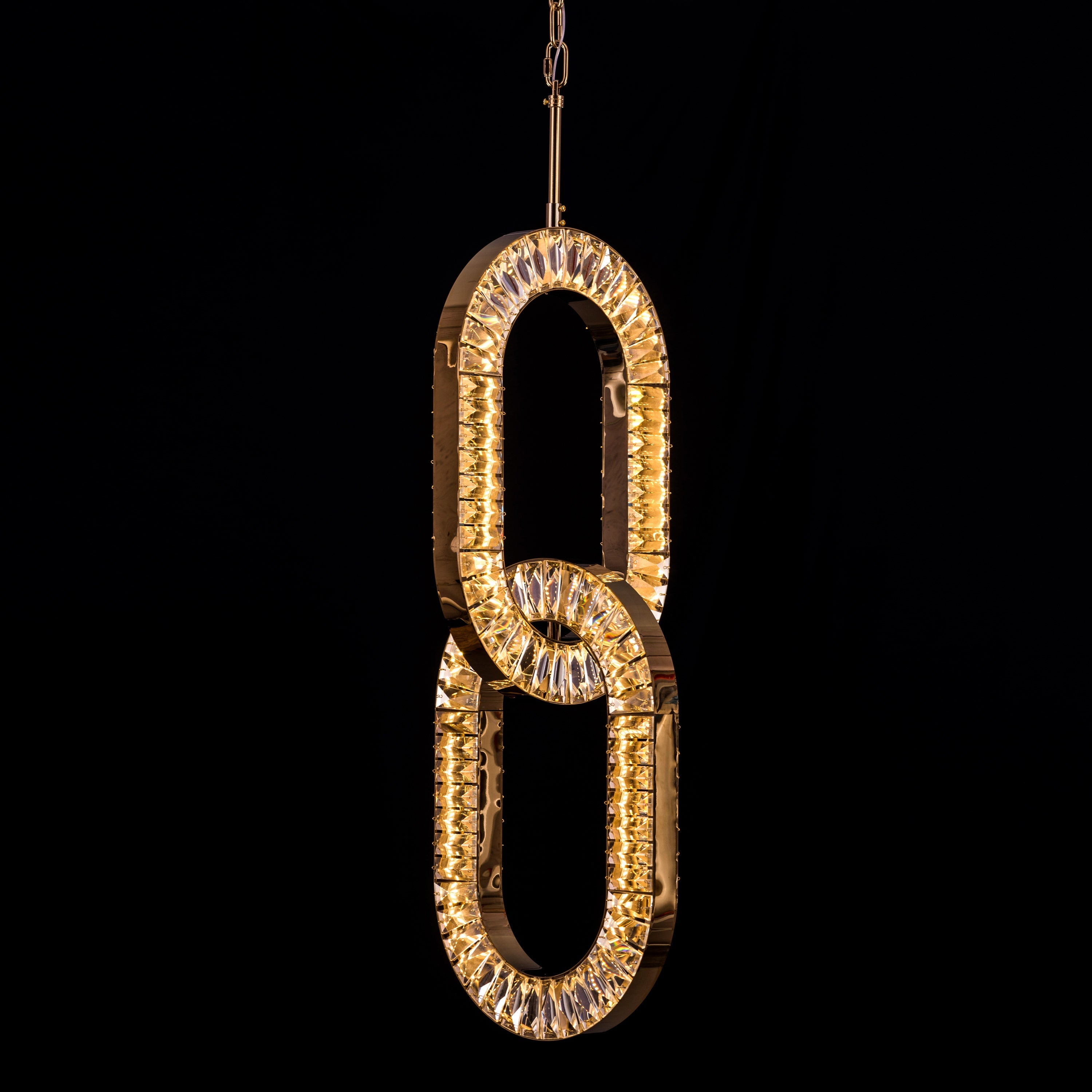 Welcome To Beverly Hills (Small, Gold, 3 Colour Dimmable LED With Remote Control) Crystal Chandelier