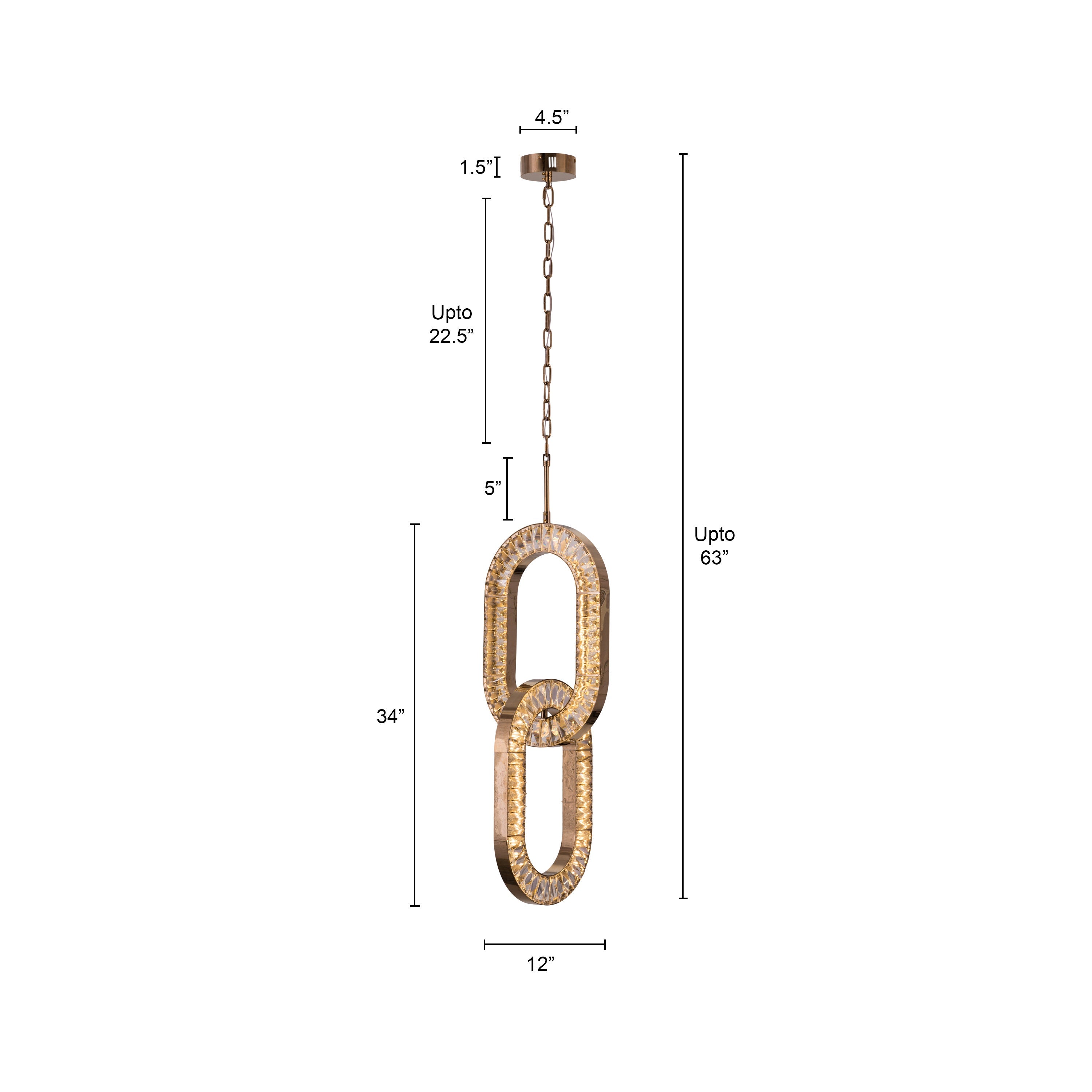 Welcome To Beverly Hills (Small, Gold, 3 Colour Dimmable LED With Remote Control) Crystal Chandelier