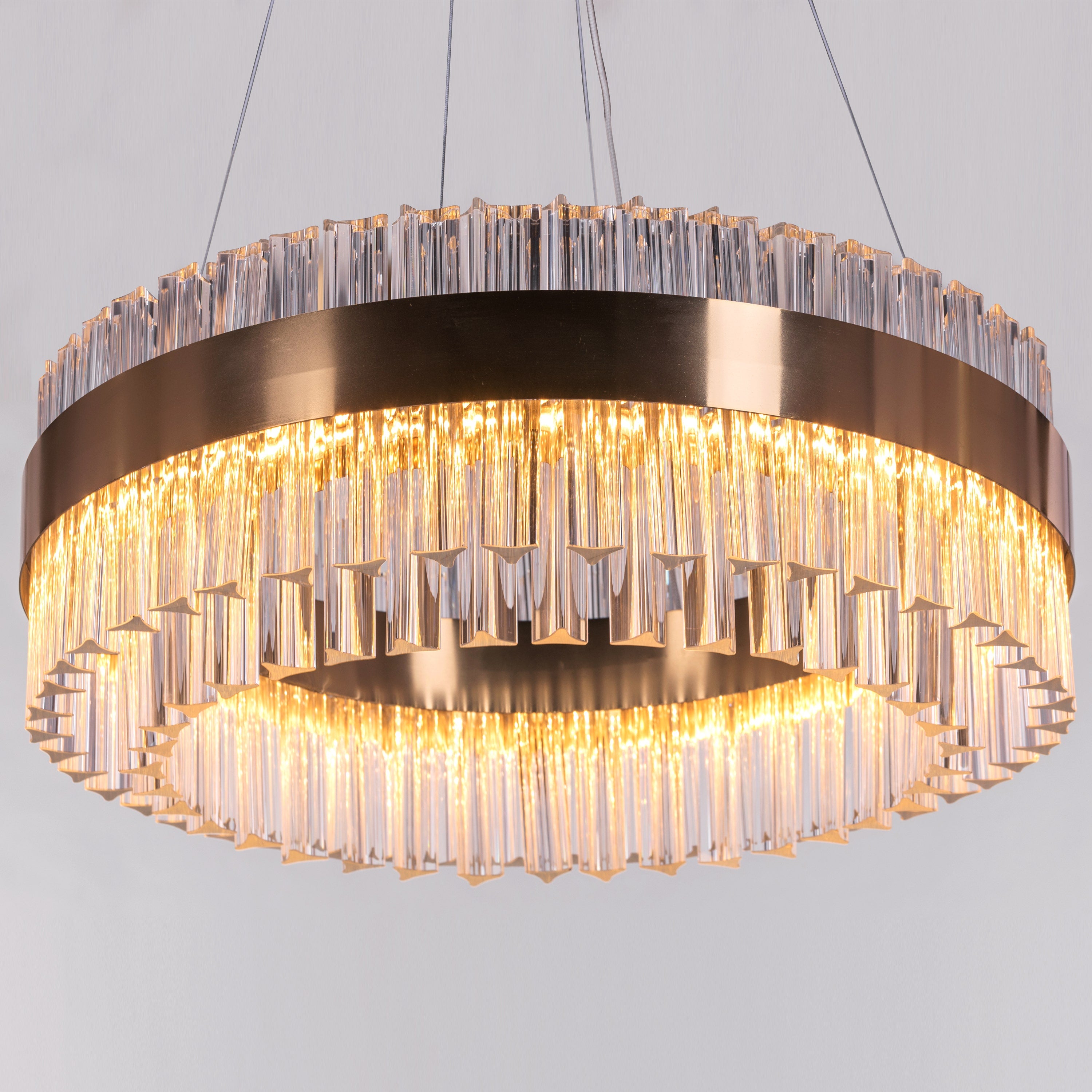 Lighting Up Lisbon (Small, Gold, Dimmable LED With Remote Control) Crystal Chandelier