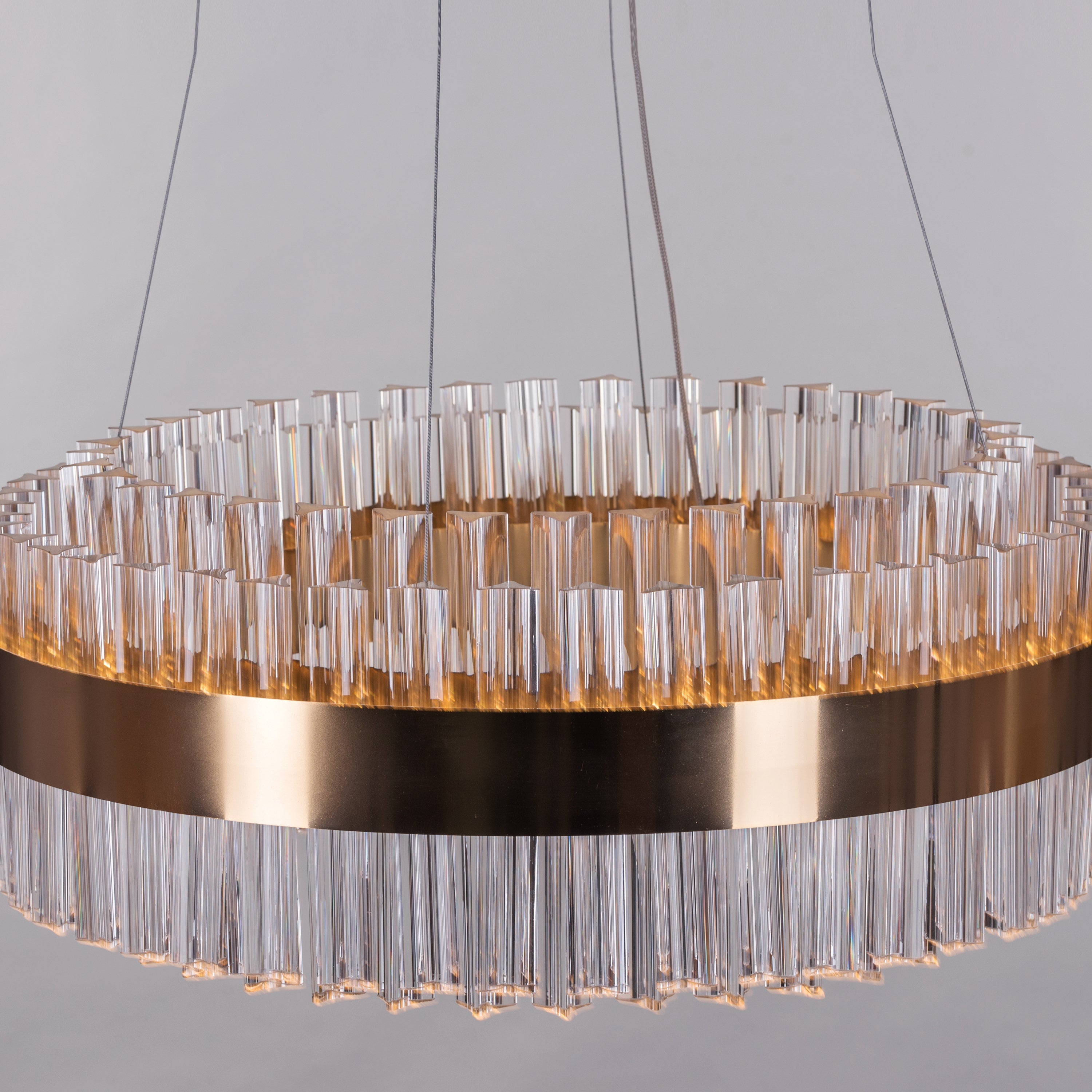 Lighting Up Lisbon (Small, Gold, Dimmable LED With Remote Control) Crystal Chandelier