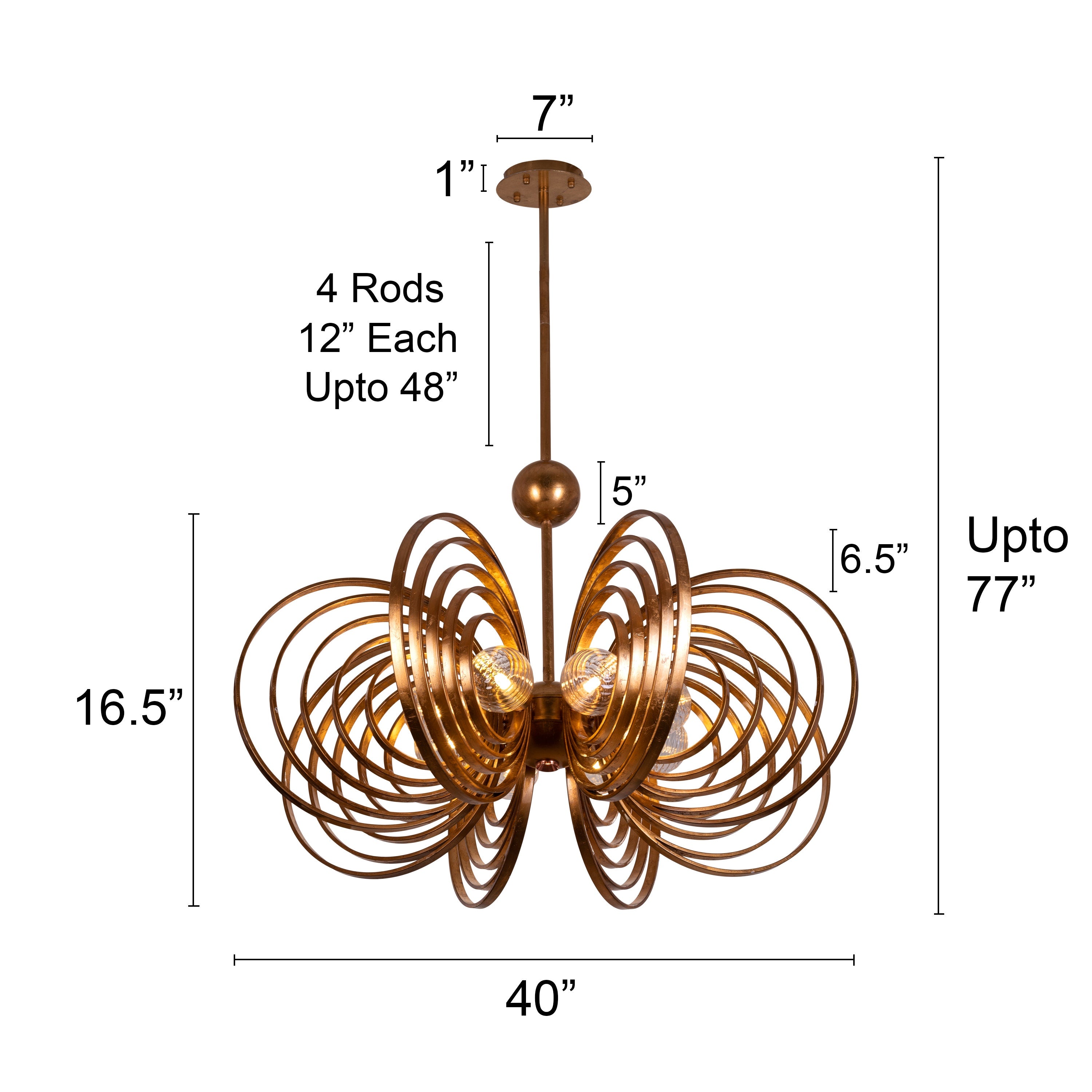 Time To Shine (Large, Antique Gold Foil Gilded) Chandelier