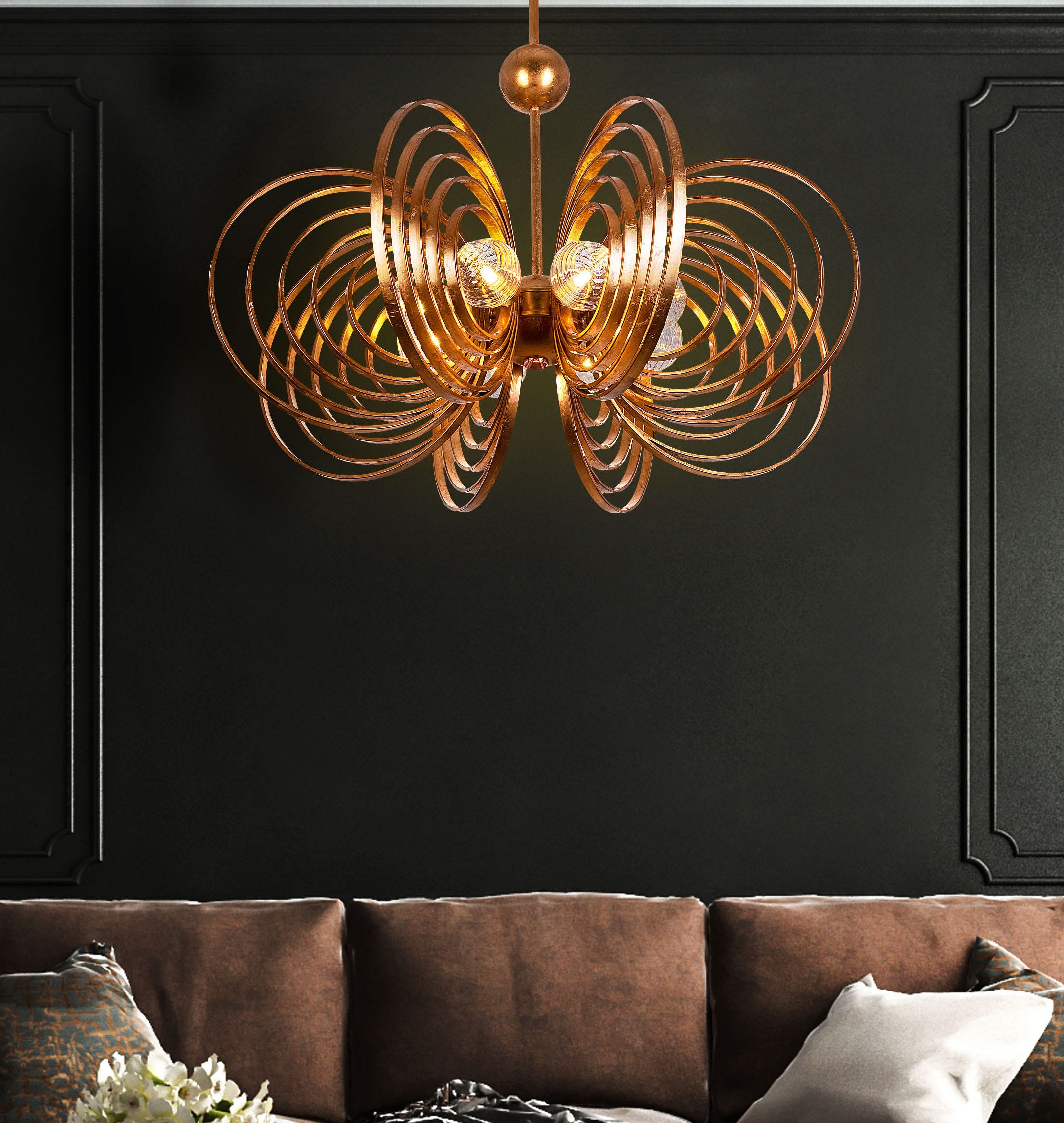 Time To Shine (Large, Antique Gold Foil Gilded) Chandelier