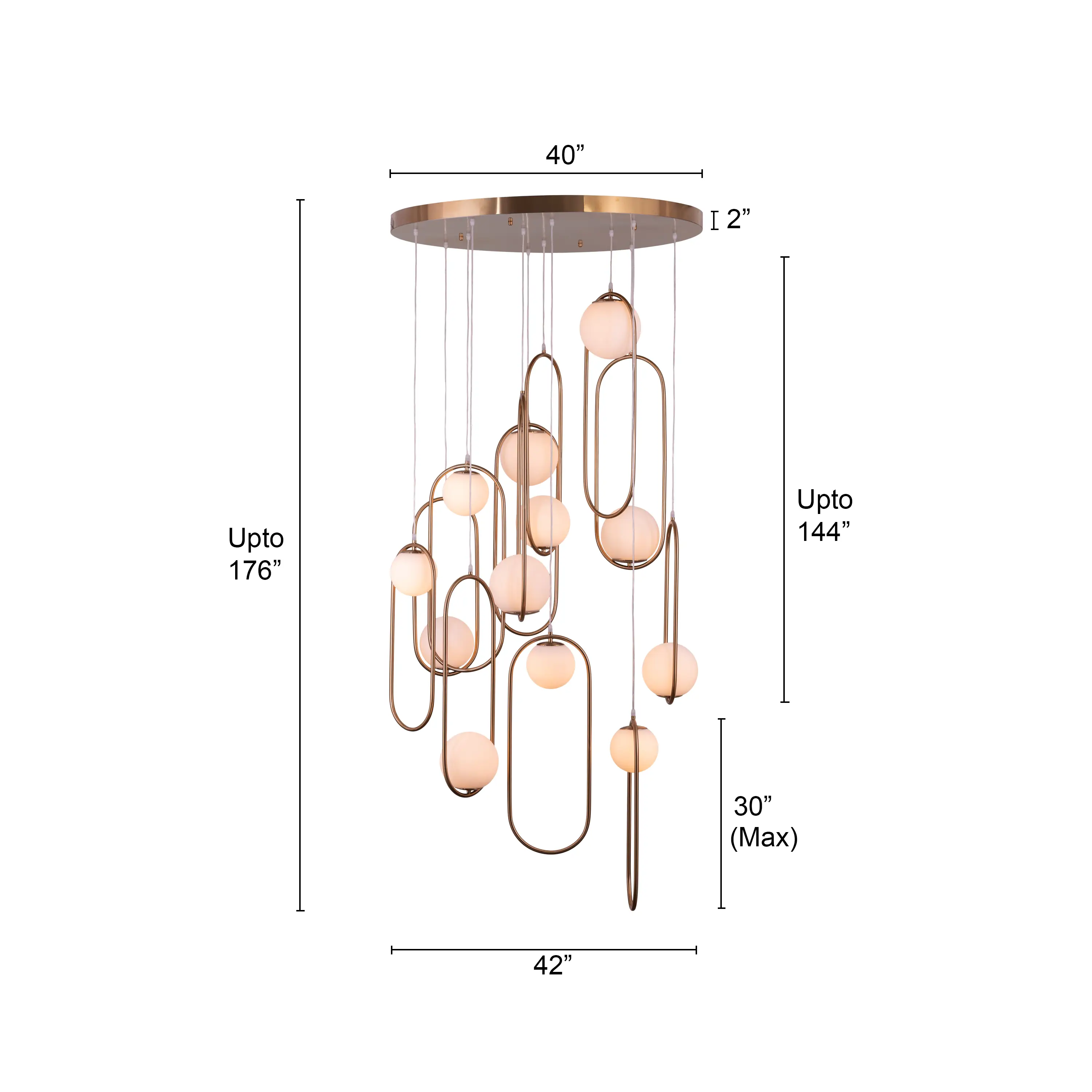 April In Paris (Large, Gold) Double Height Chandelier