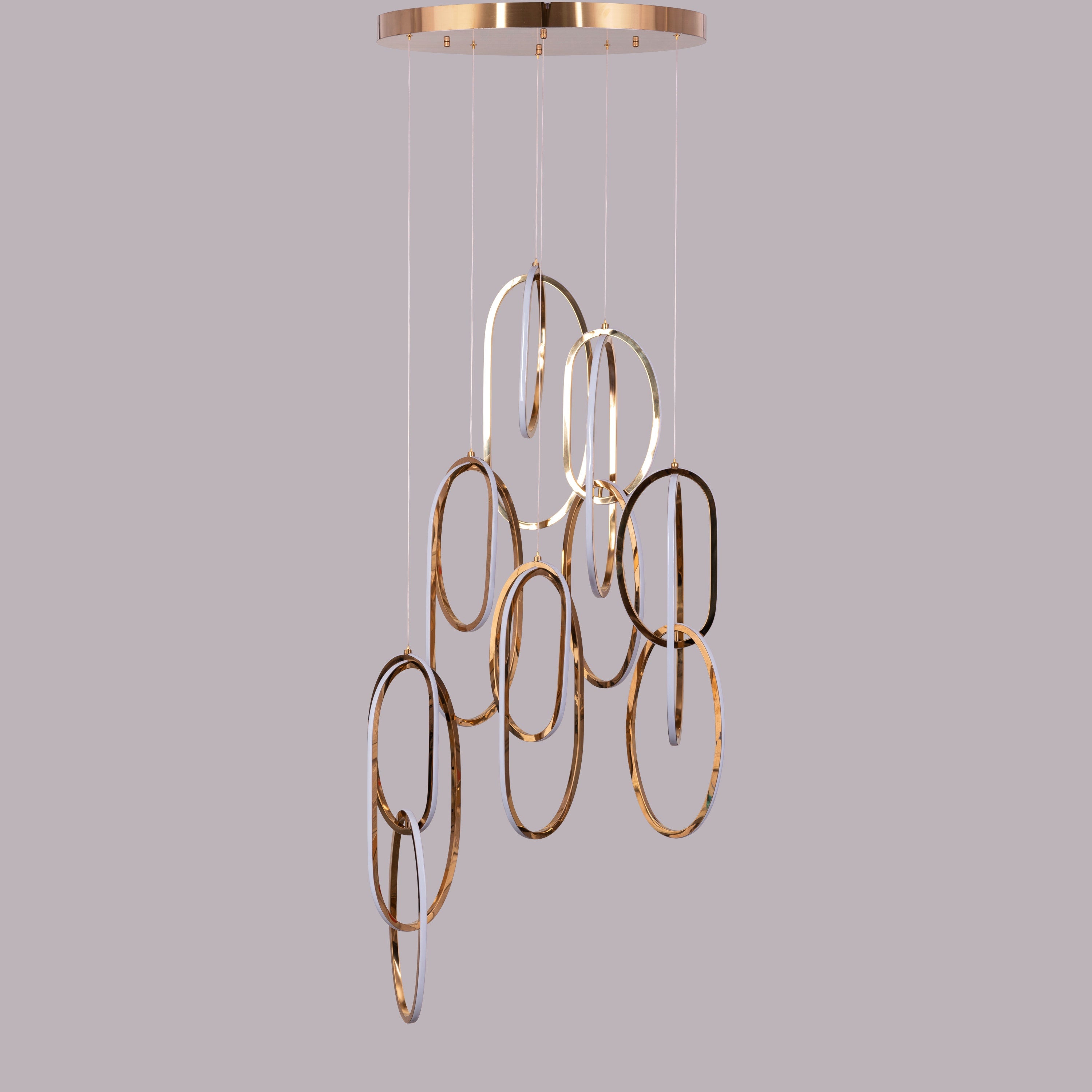 Front Row Seats (Large, Gold, 3 Color Dimmable LED with Remote Control) Double Height Chandelier