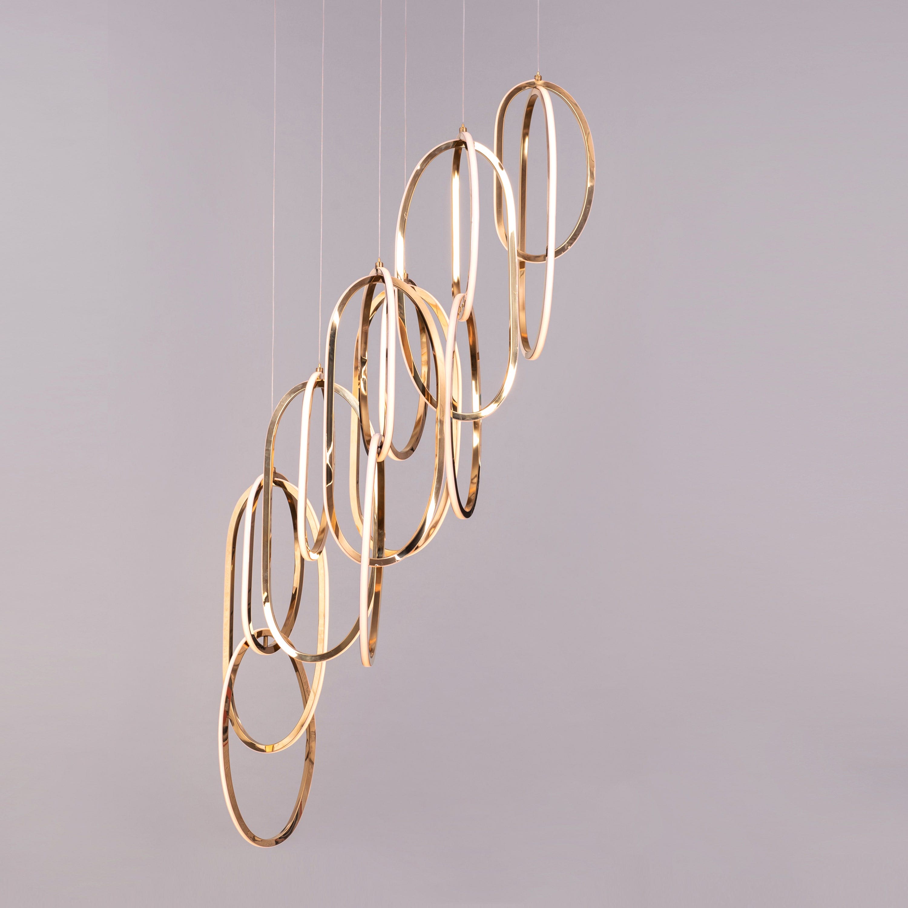 Front Row Seats (Large, Gold, 3 Color Dimmable LED with Remote Control) Double Height Chandelier