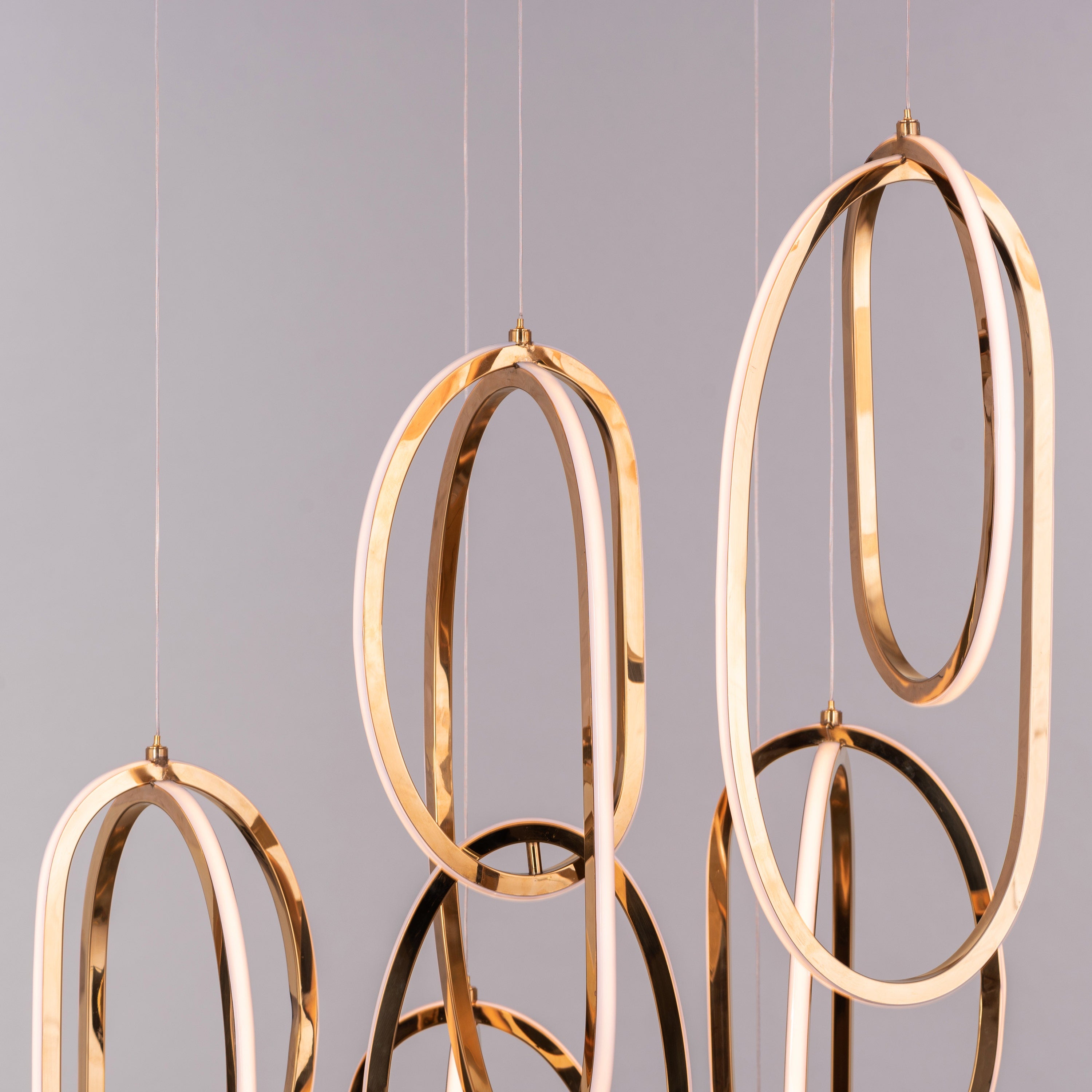 Front Row Seats (Large, Gold, 3 Color Dimmable LED with Remote Control) Double Height Chandelier