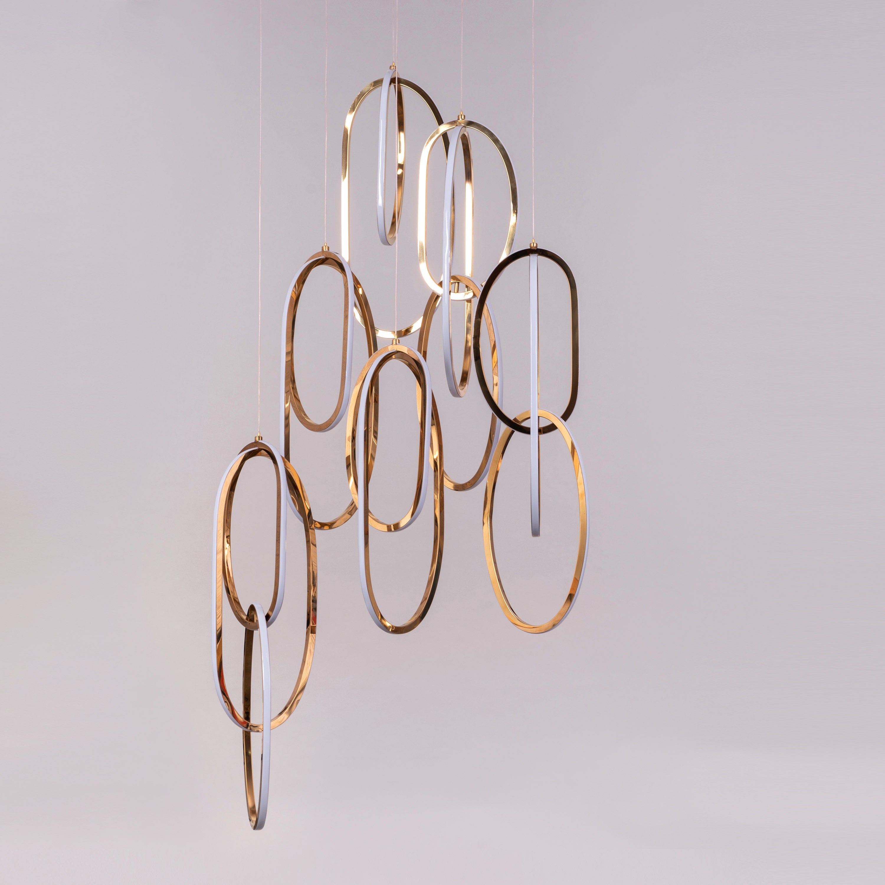 Front Row Seats (Large, Gold, 3 Color Dimmable LED with Remote Control) Double Height Chandelier