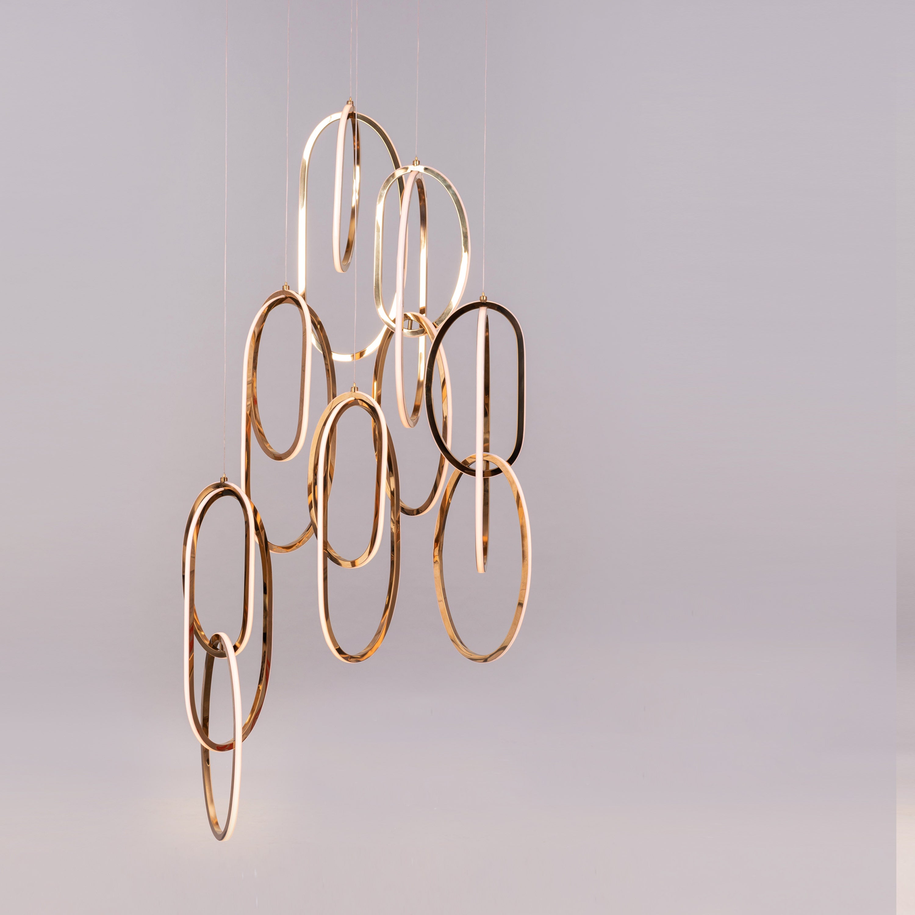 Front Row Seats (Large, Gold, 3 Color Dimmable LED with Remote Control) Double Height Chandelier