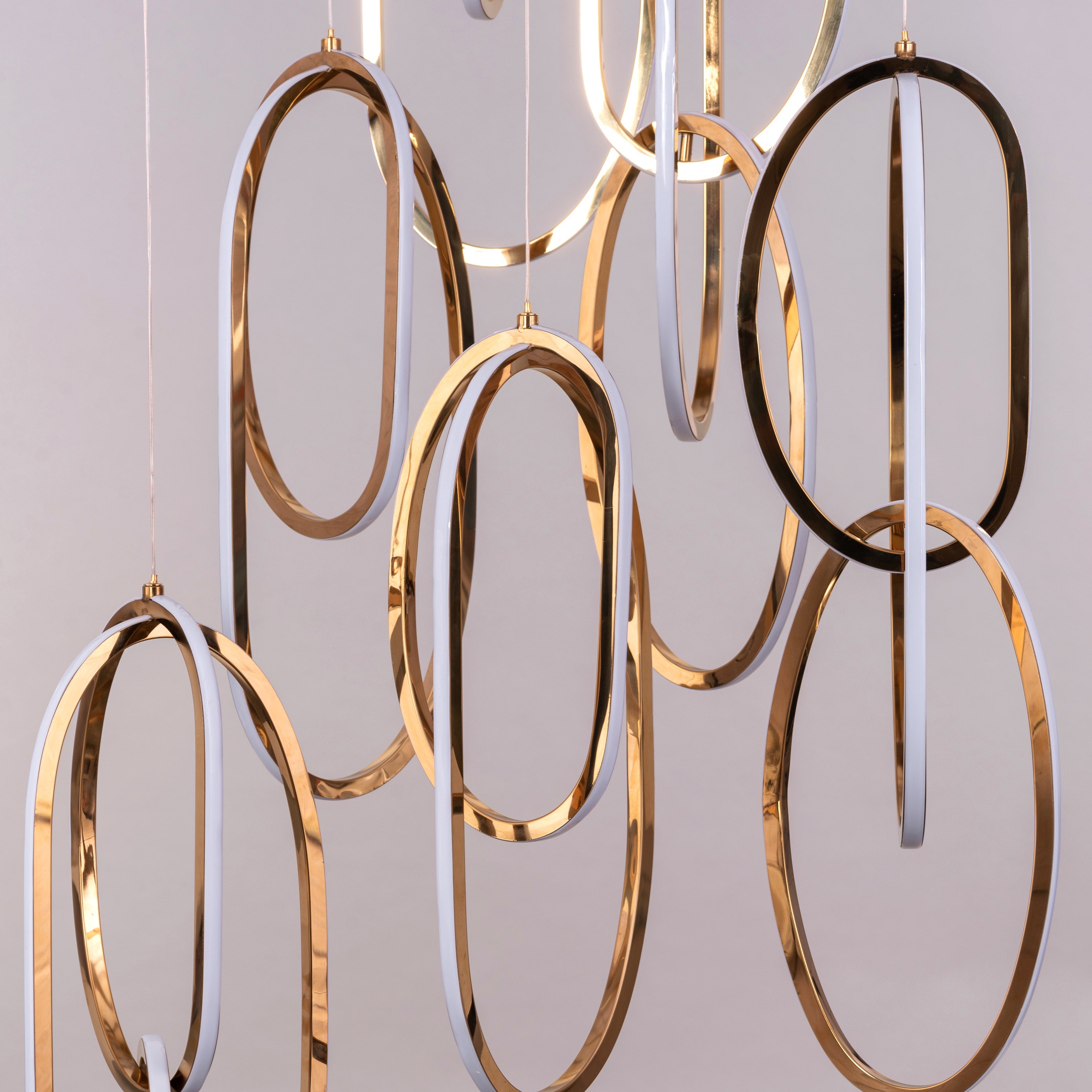 Front Row Seats (Large, Gold, 3 Color Dimmable LED with Remote Control) Double Height Chandelier