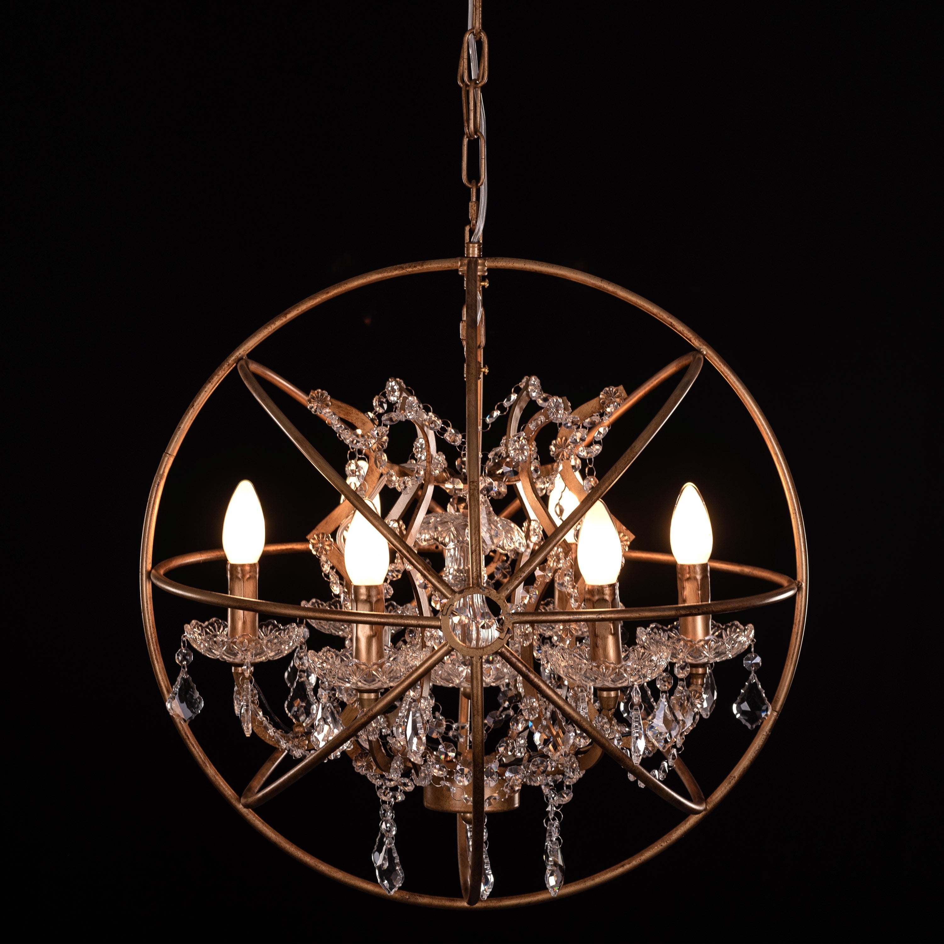 Moonlight Rendezvous (Small, Antique Gold) Crystal Chandelier