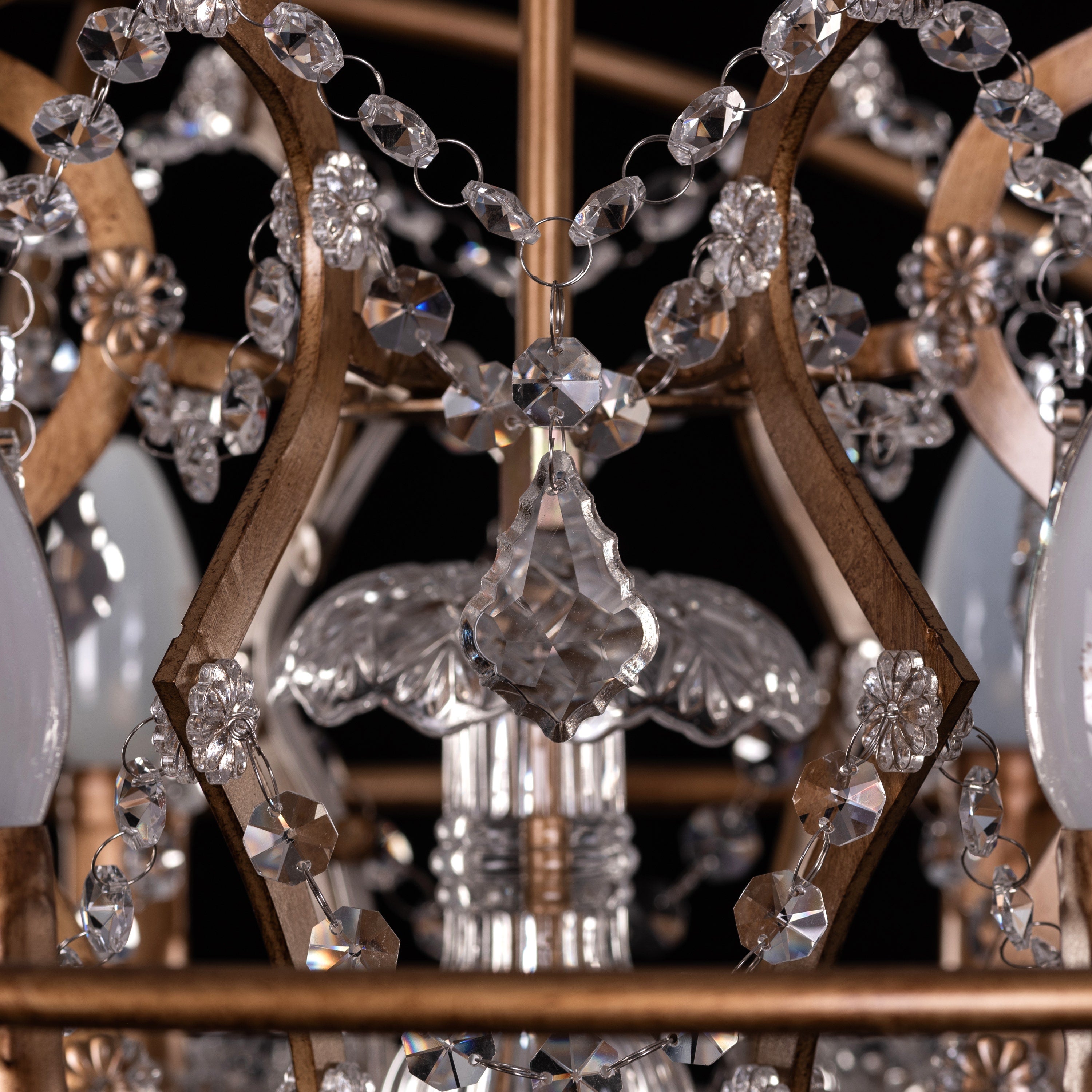 Moonlight Rendezvous (Small, Antique Gold) Crystal Chandelier