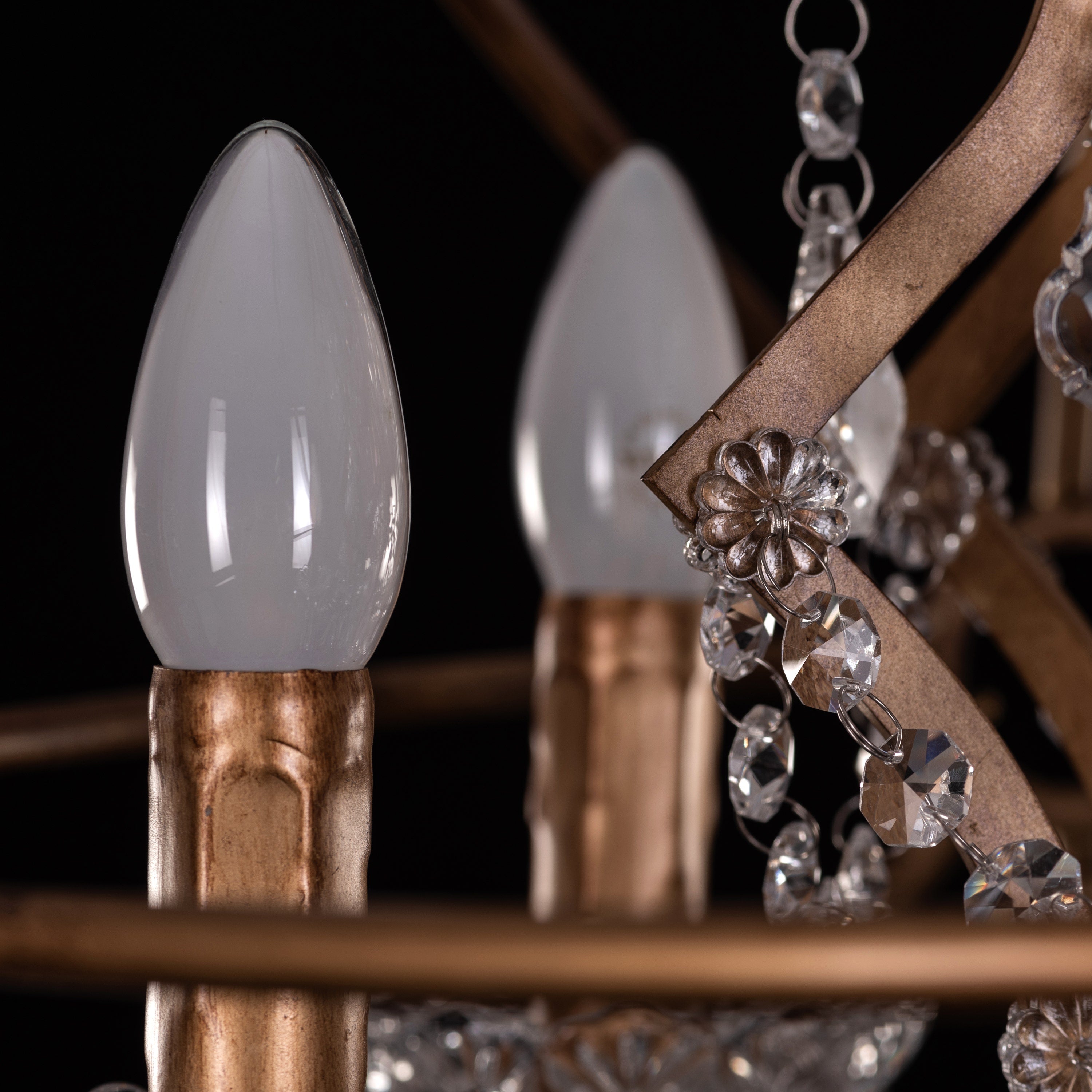 Moonlight Rendezvous (Small, Antique Gold) Crystal Chandelier