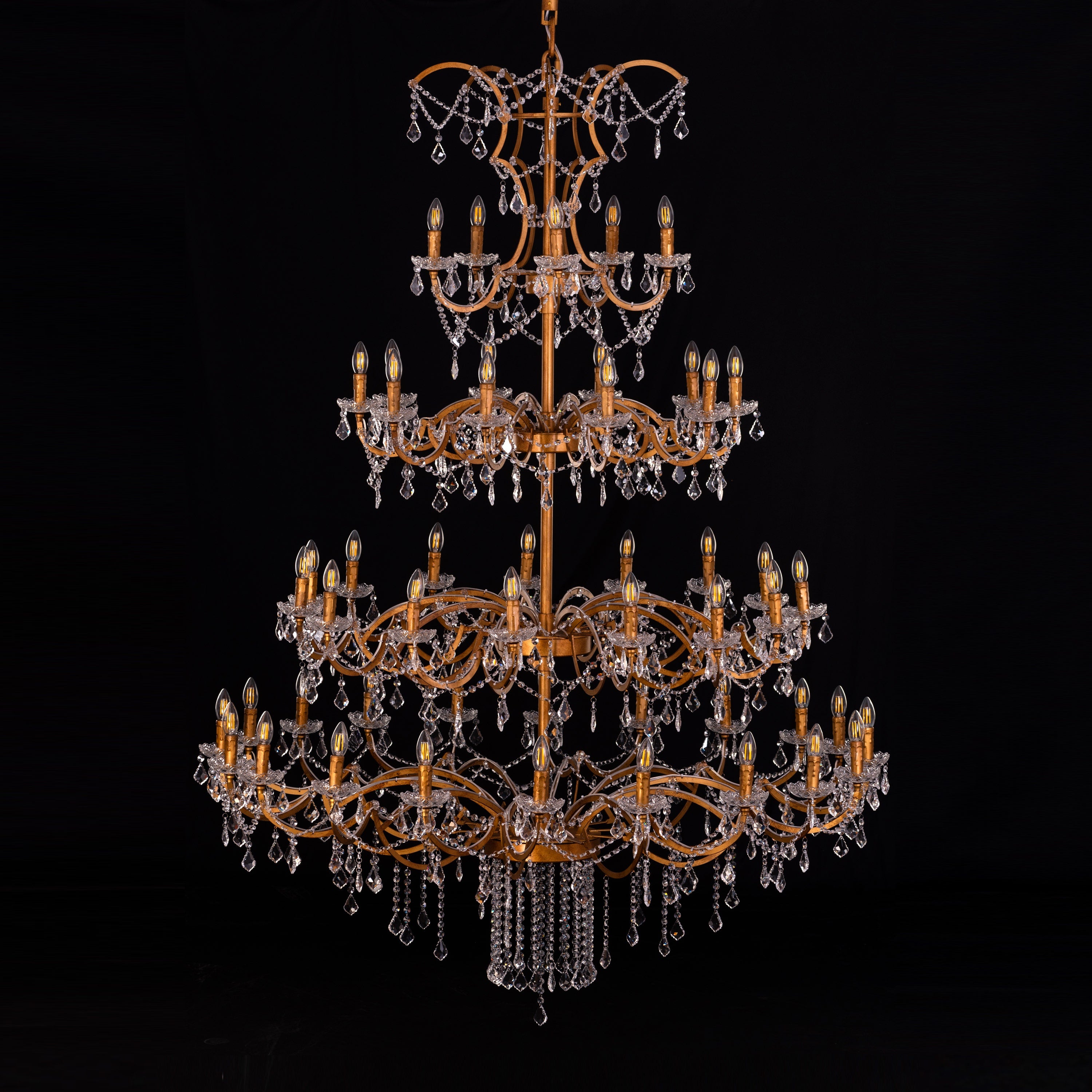 Victorian Masterpiece (Large, Antique Gold) Crystal Double Height Chandelier