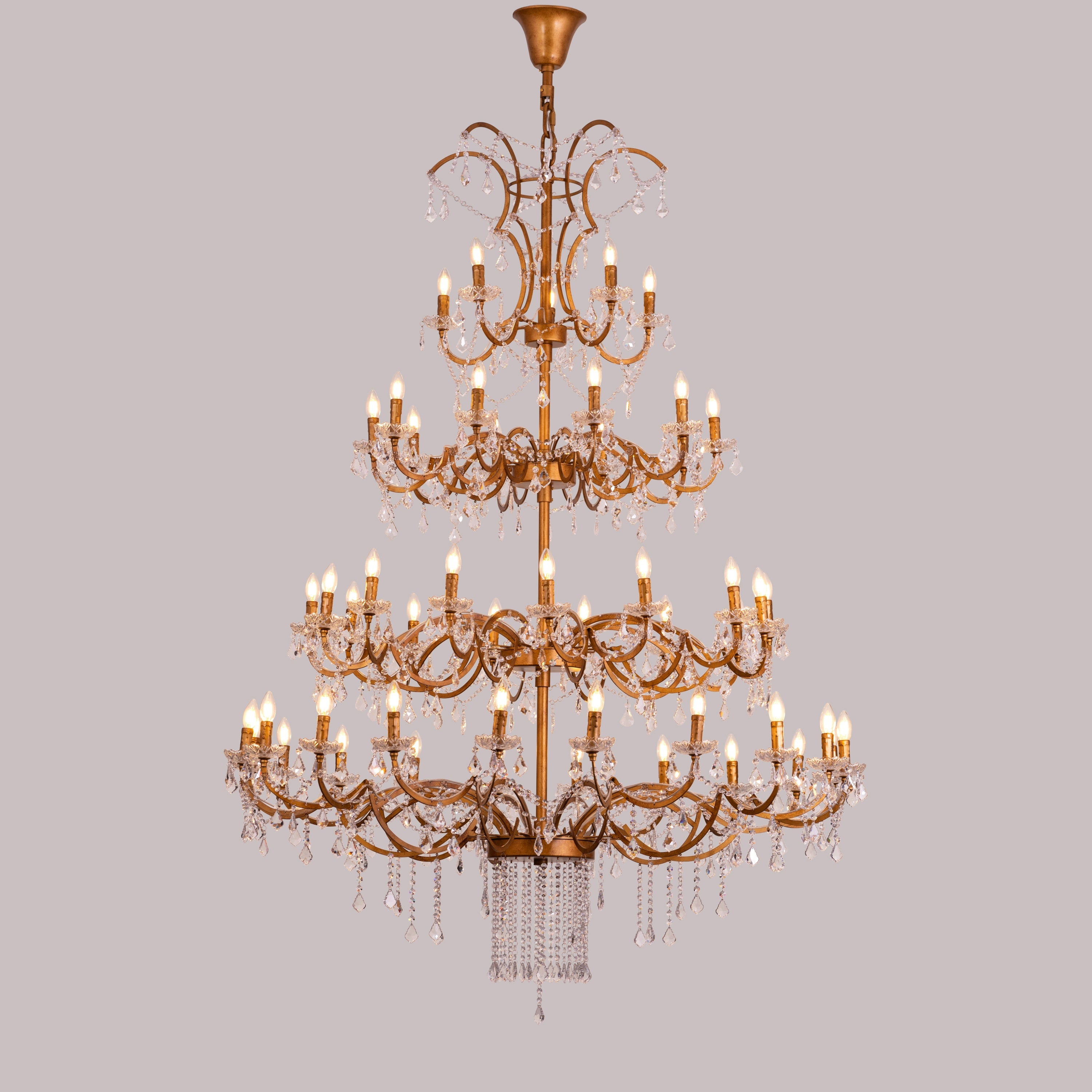 Victorian Masterpiece (Large, Antique Gold) Crystal Double Height Chandelier