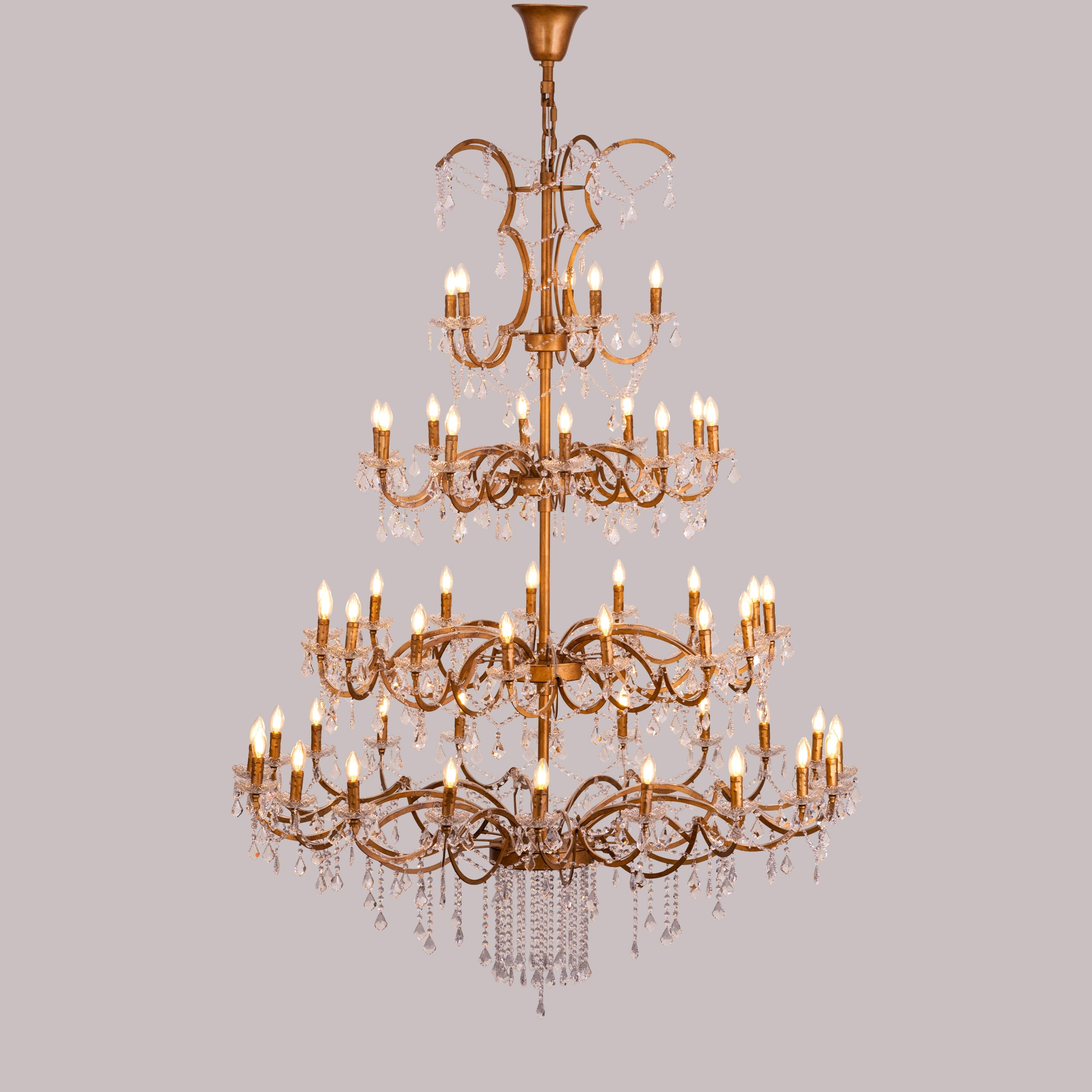 Victorian Masterpiece (Large, Antique Gold) Crystal Double Height Chandelier