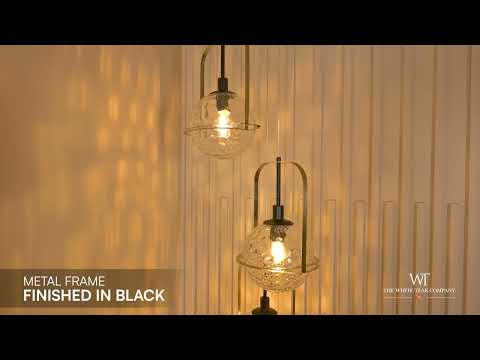 Molten Chocolate (Black, Gold) Bubbled Clear Glass Pendant Light