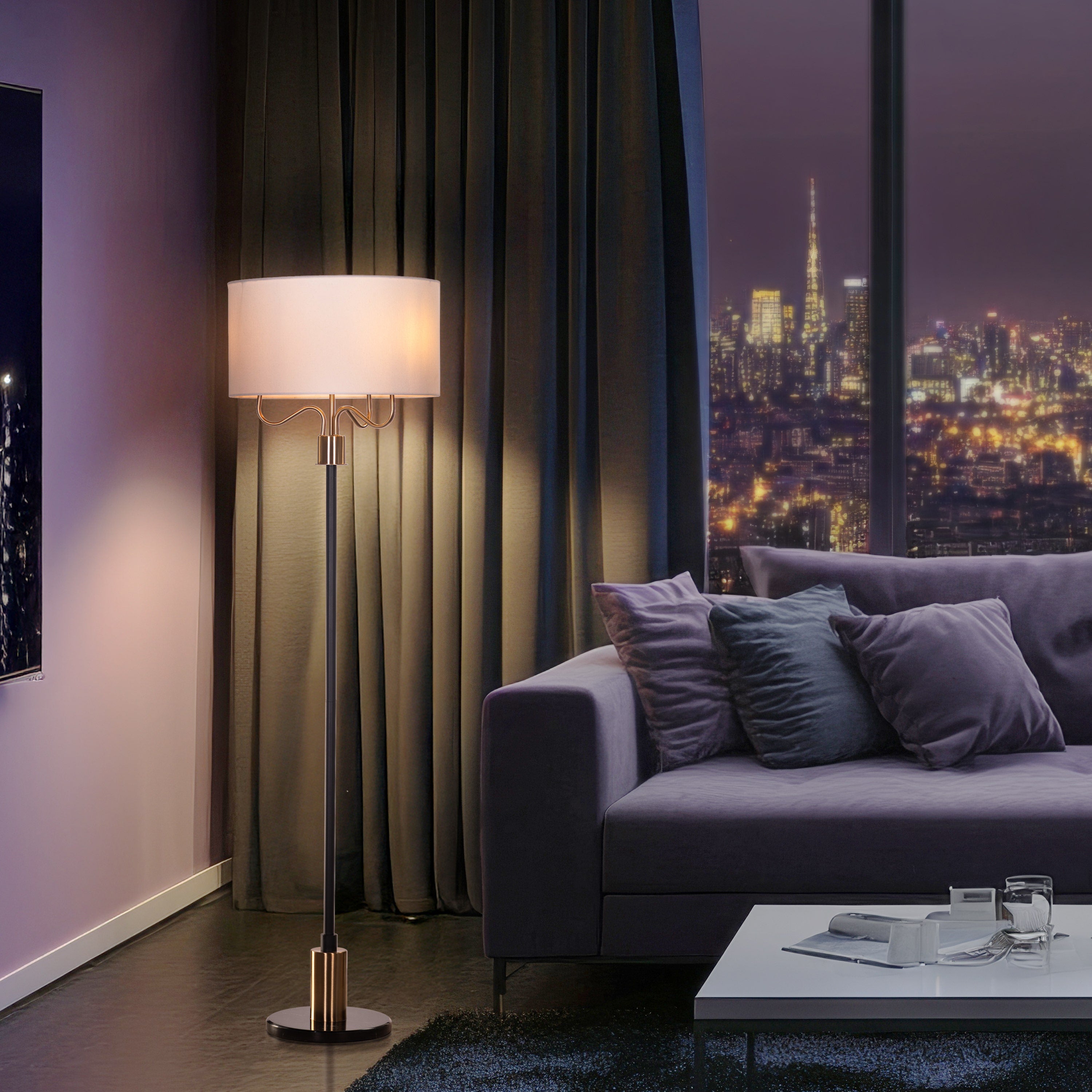 Aubrelle (Black & Gold) Marble Floor Lamp